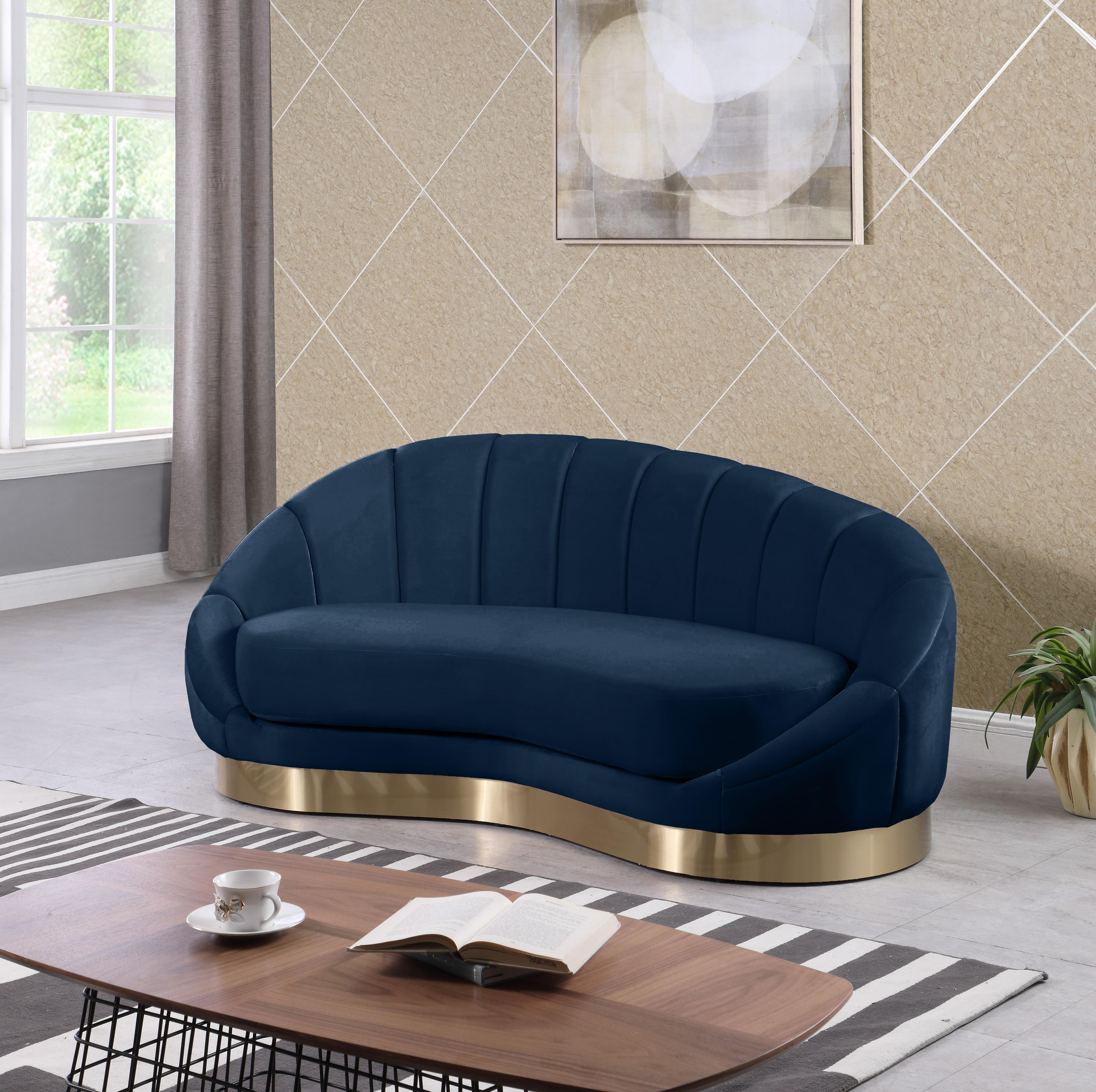 Shelly Navy Velvet Chaise - Luxury Home Furniture (MI)