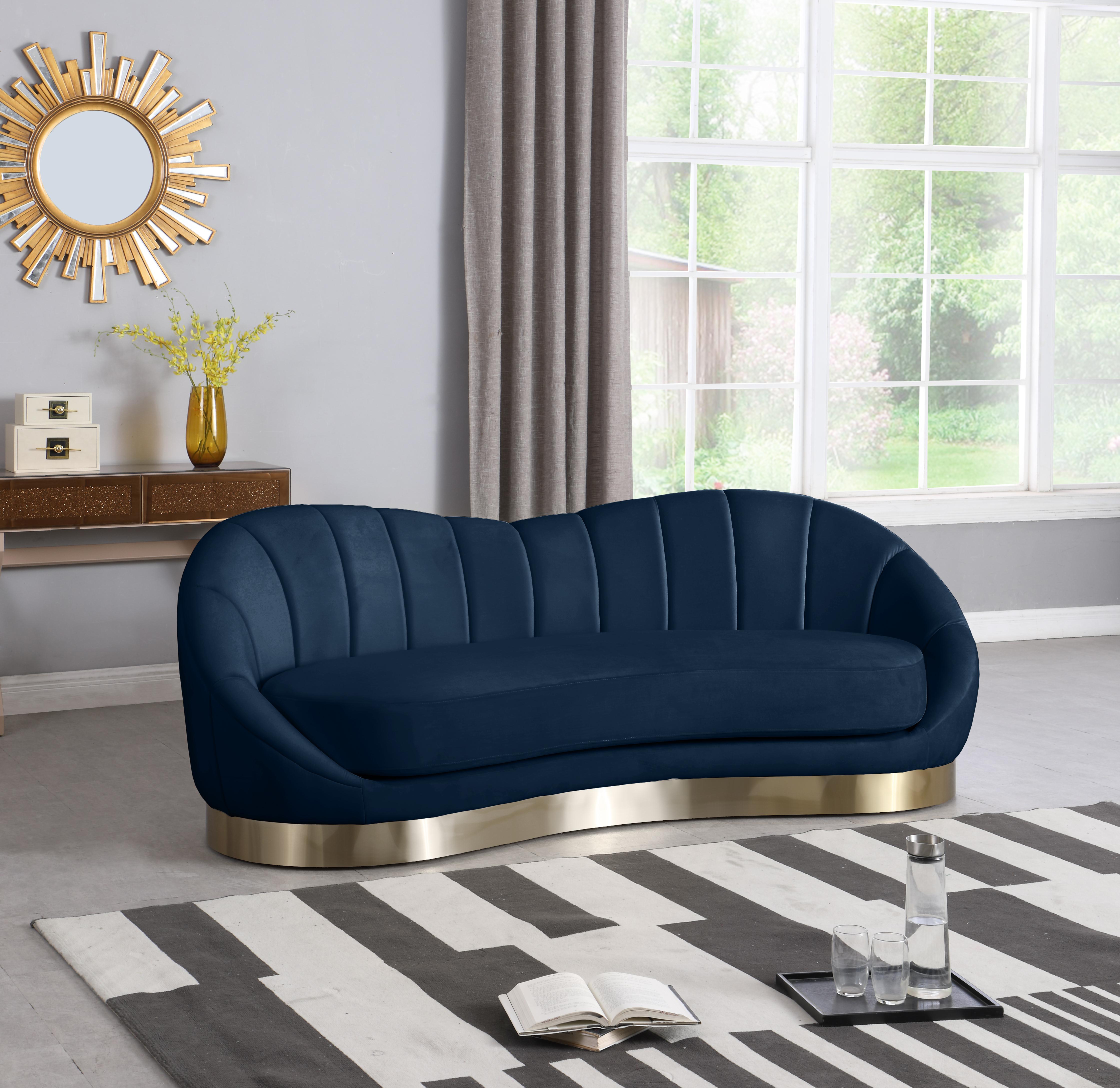 Shelly Navy Velvet Sofa - Luxury Home Furniture (MI)