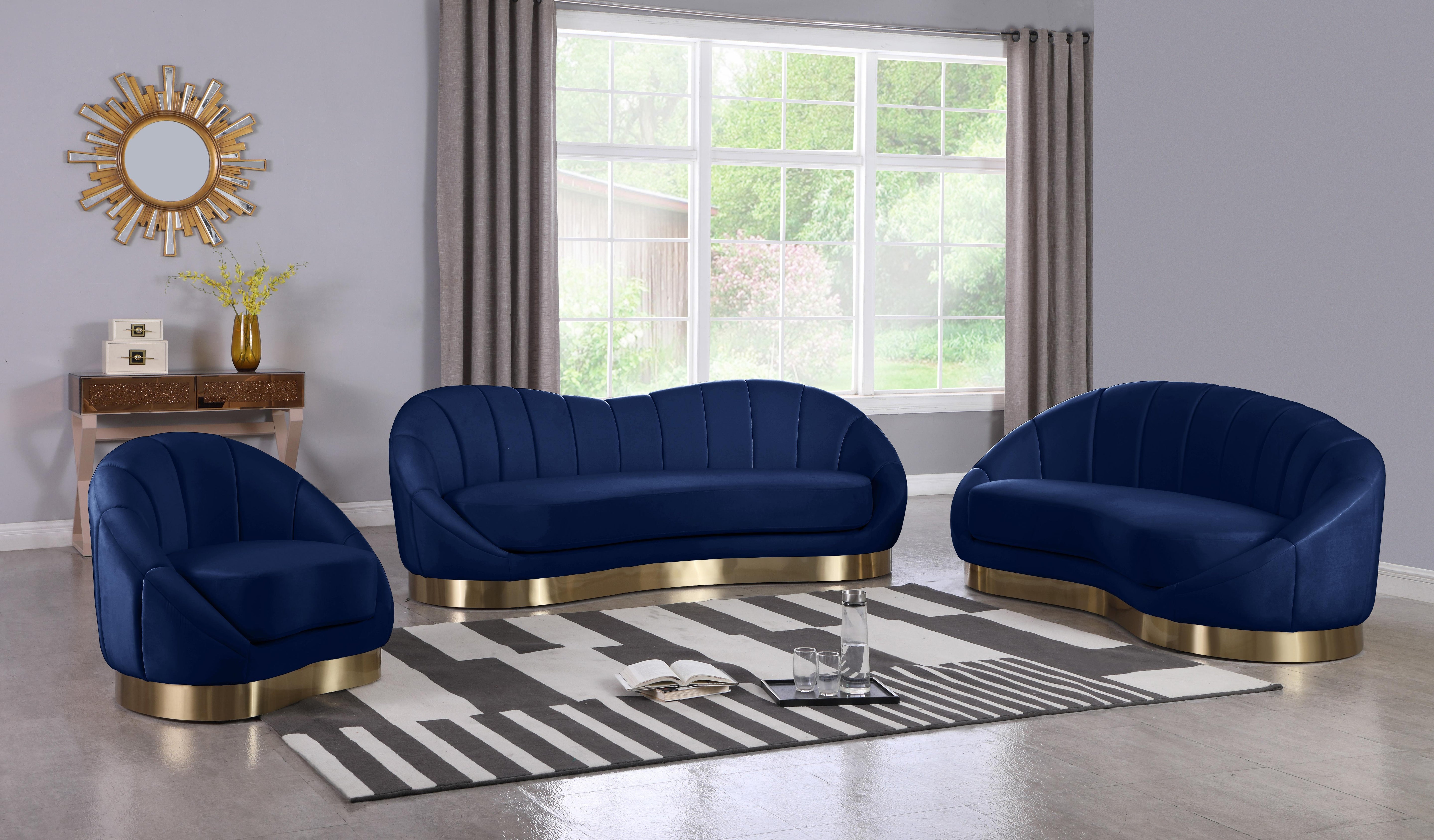Shelly Navy Velvet Sofa - Luxury Home Furniture (MI)