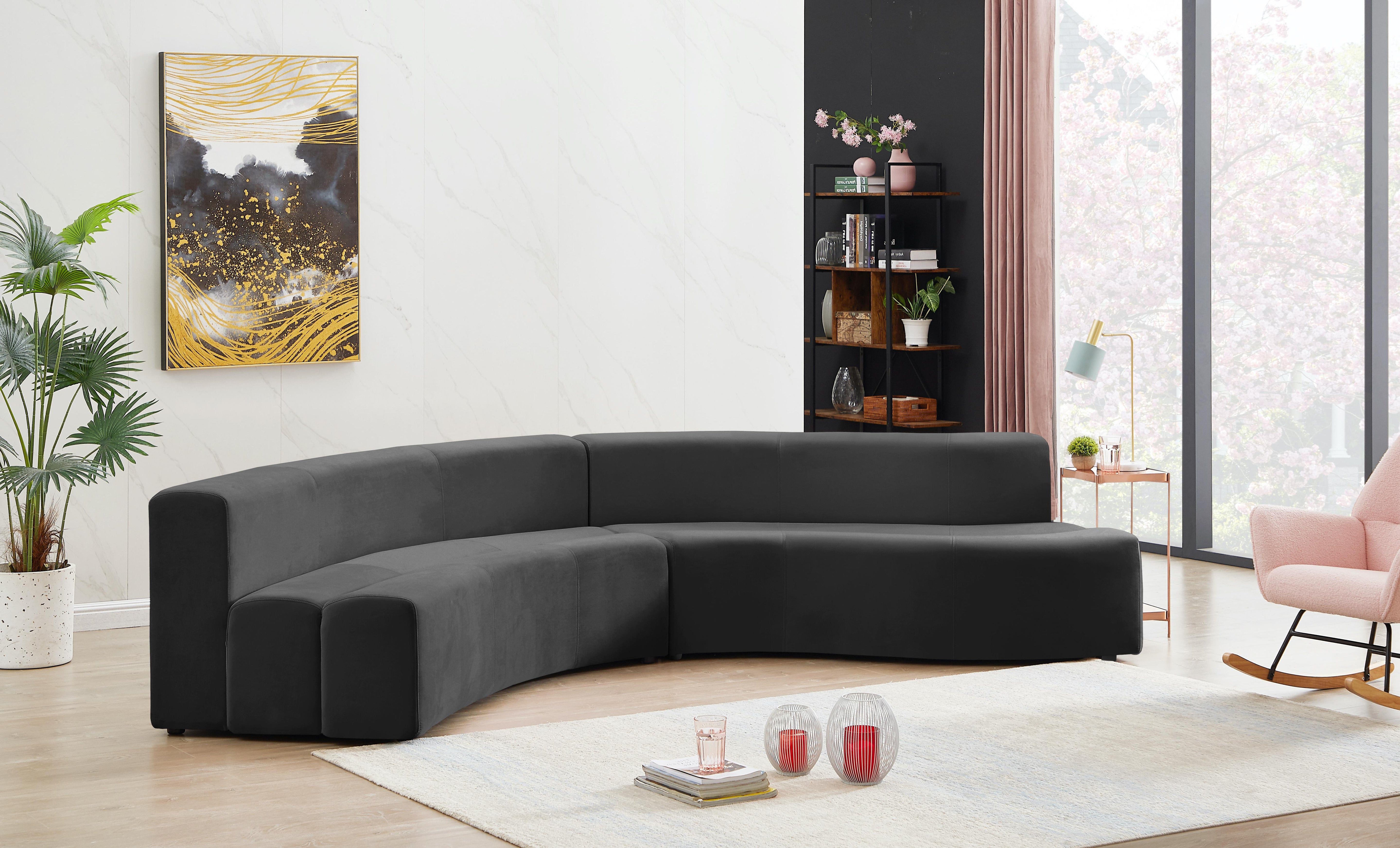 Curl Grey Velvet 2pc. Sectional - Luxury Home Furniture (MI)