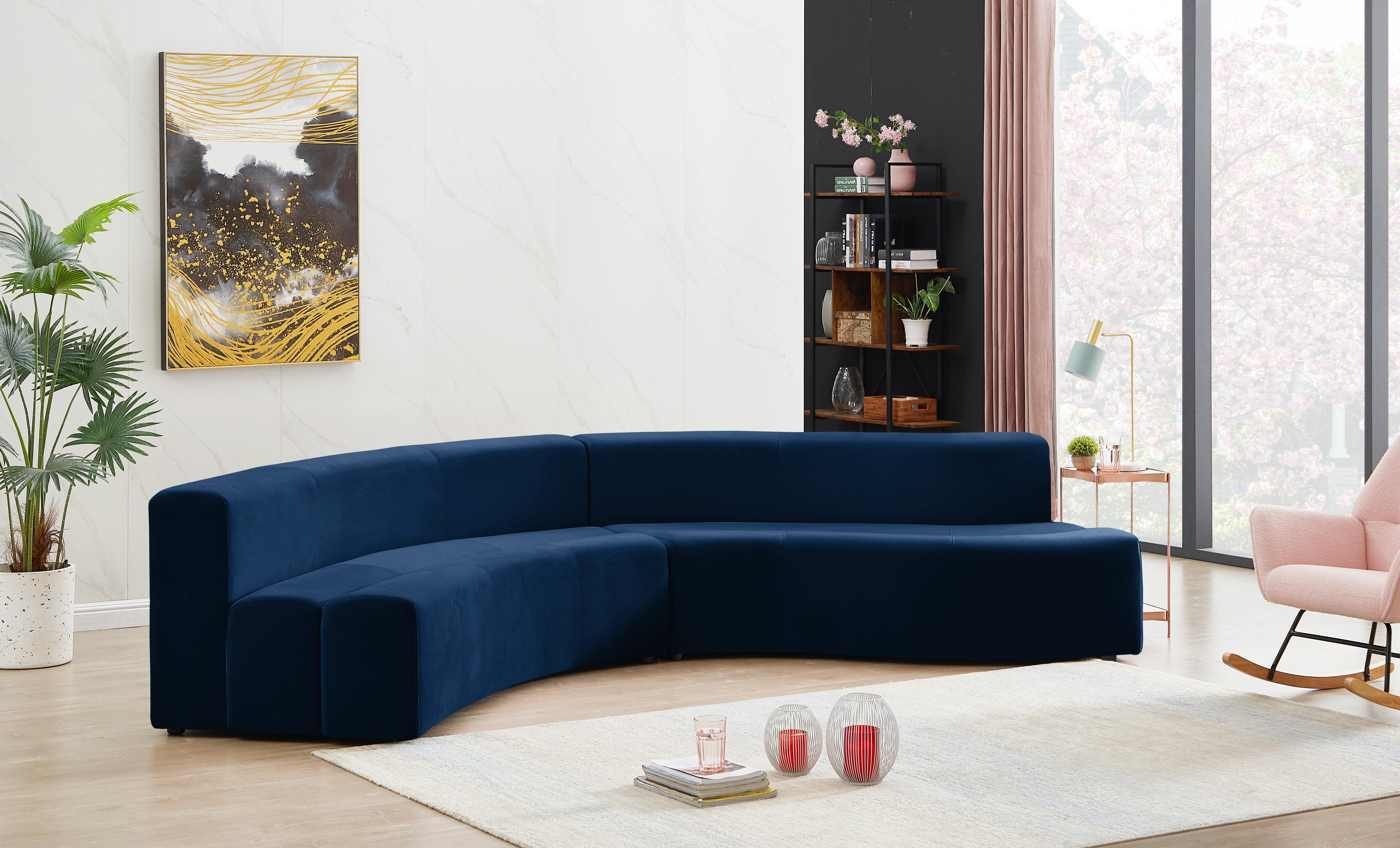 Curl Navy Velvet 2pc. Sectional - Luxury Home Furniture (MI)