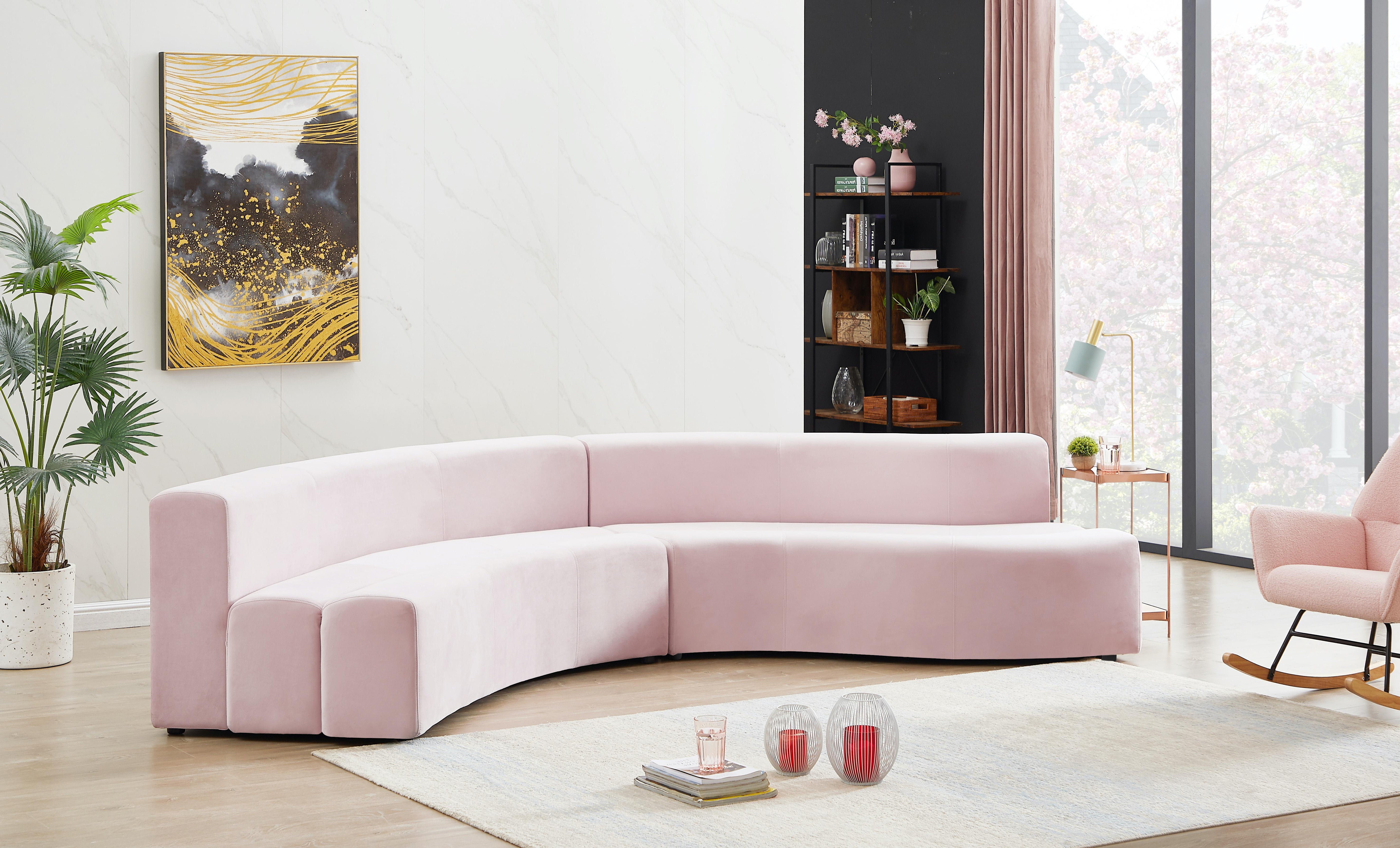 Curl Pink Velvet 2pc. Sectional - Luxury Home Furniture (MI)