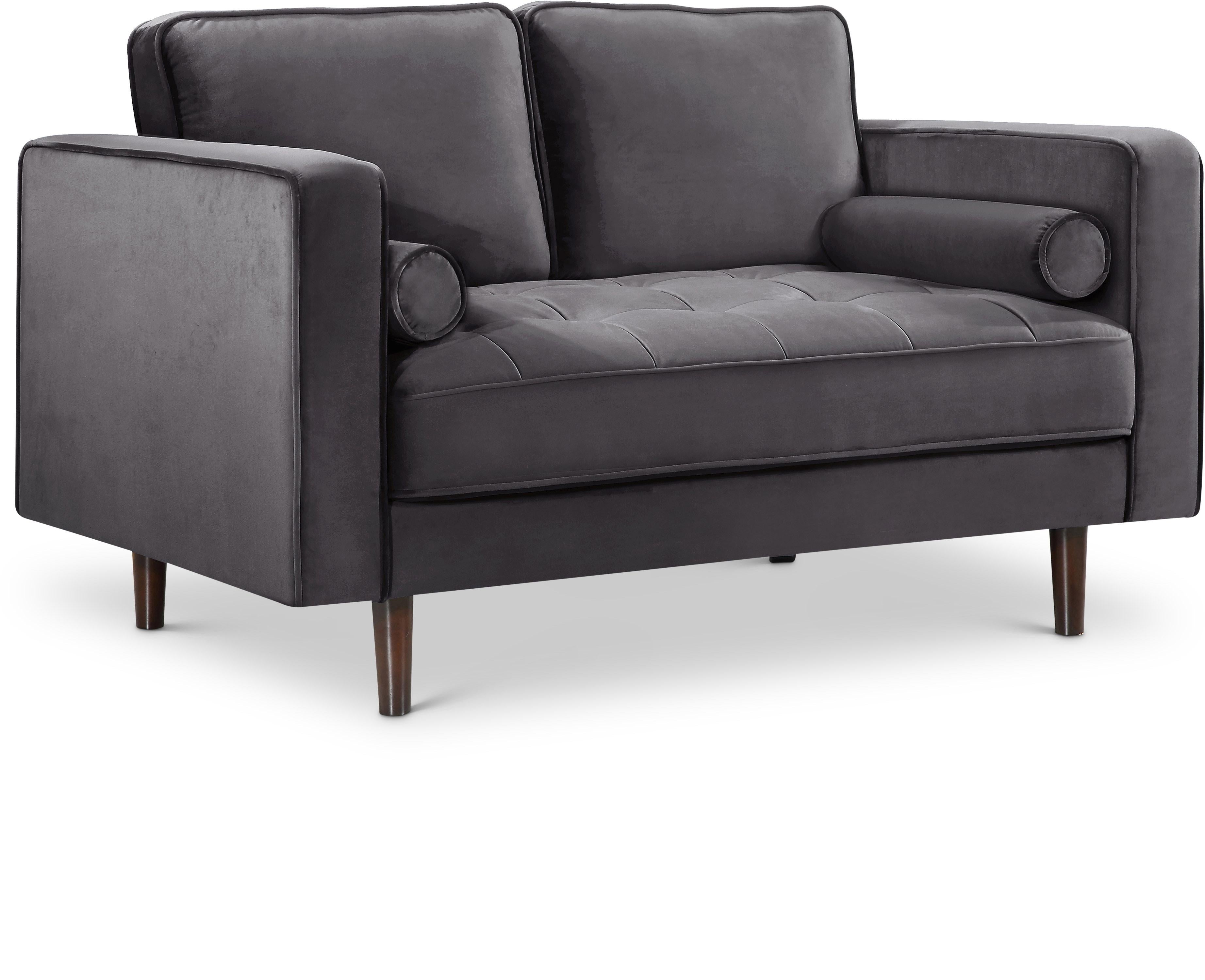 Emily Grey Velvet Loveseat - Luxury Home Furniture (MI)