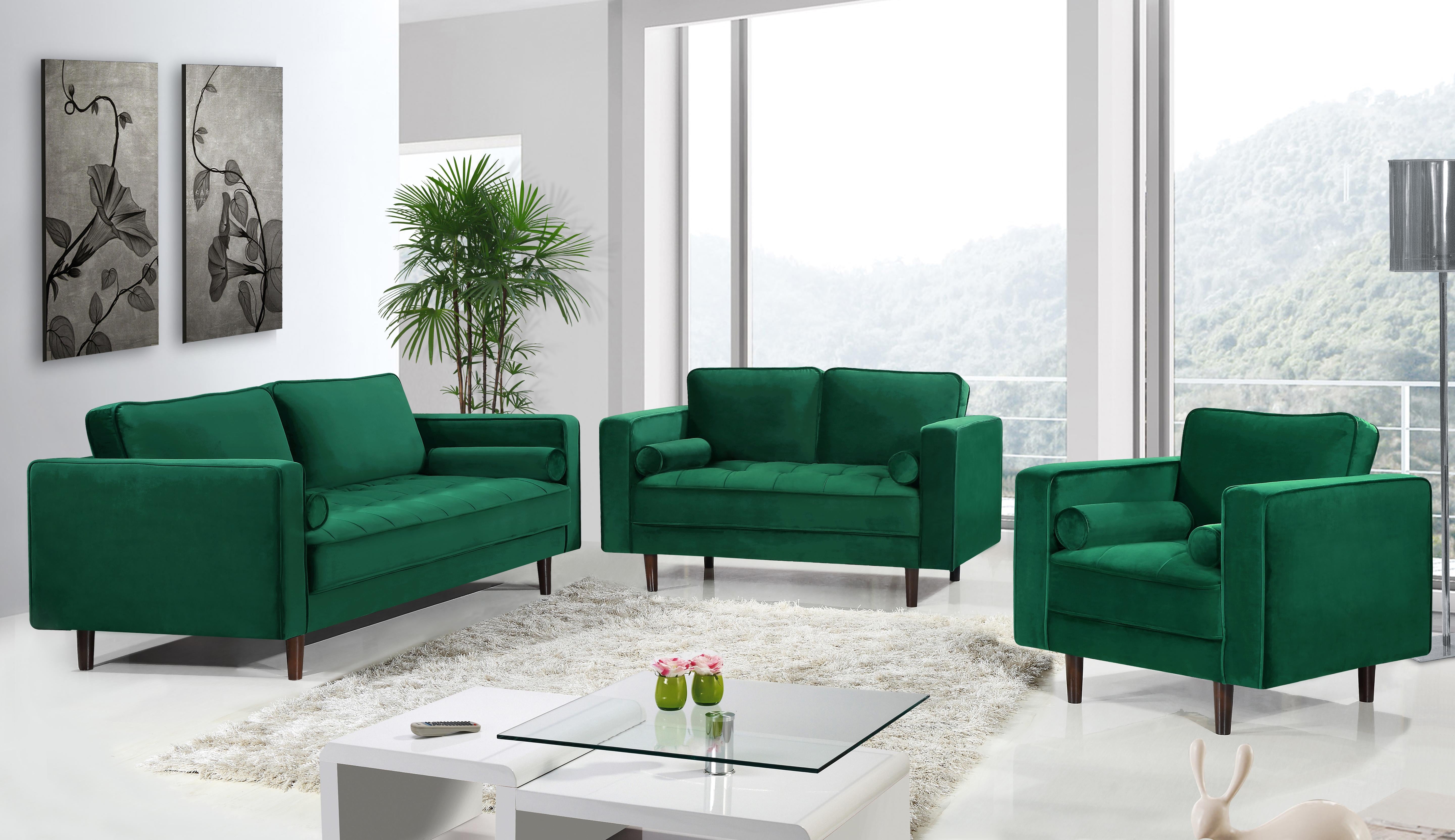 Emily Green Velvet Loveseat - Luxury Home Furniture (MI)
