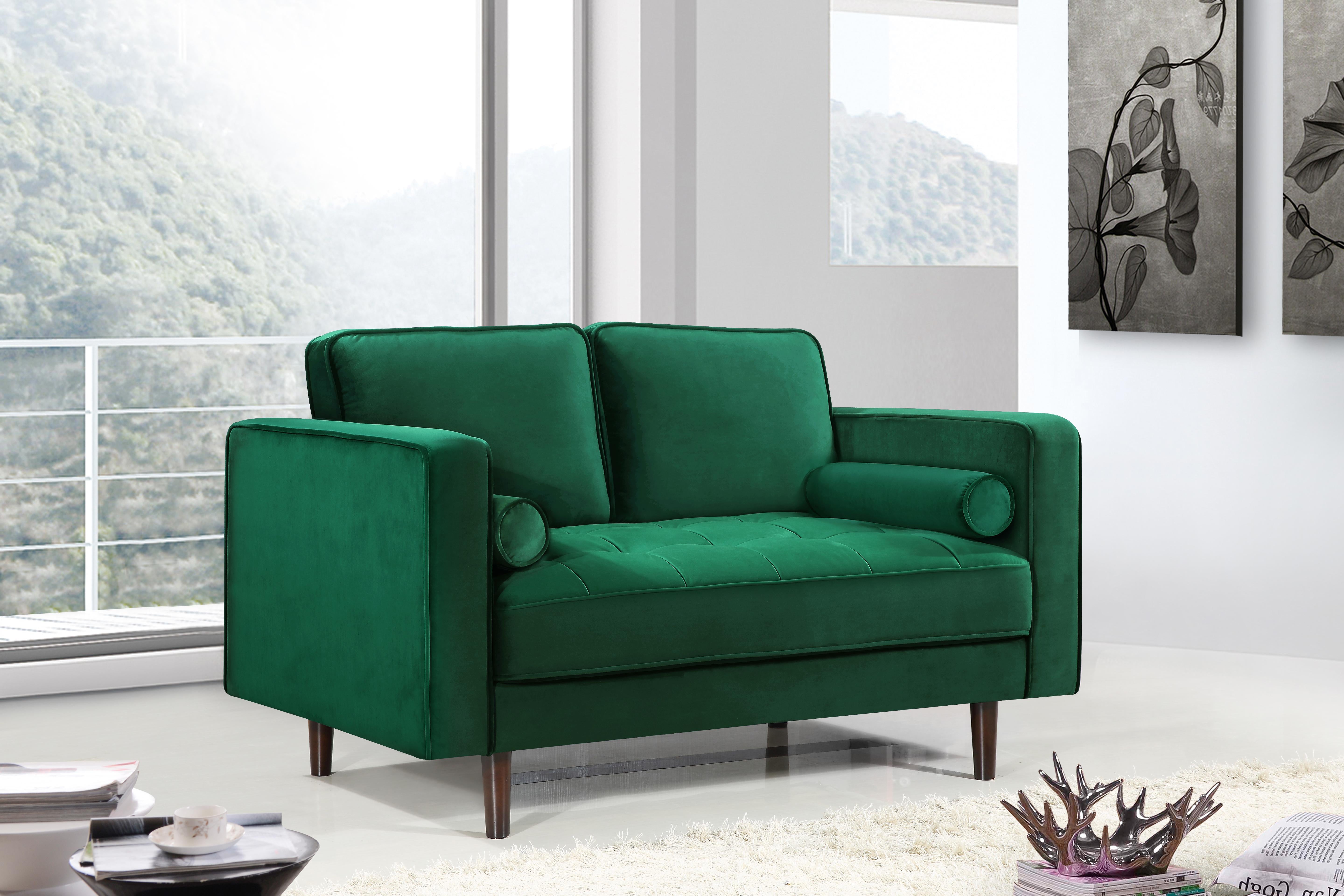 Emily Green Velvet Loveseat - Luxury Home Furniture (MI)