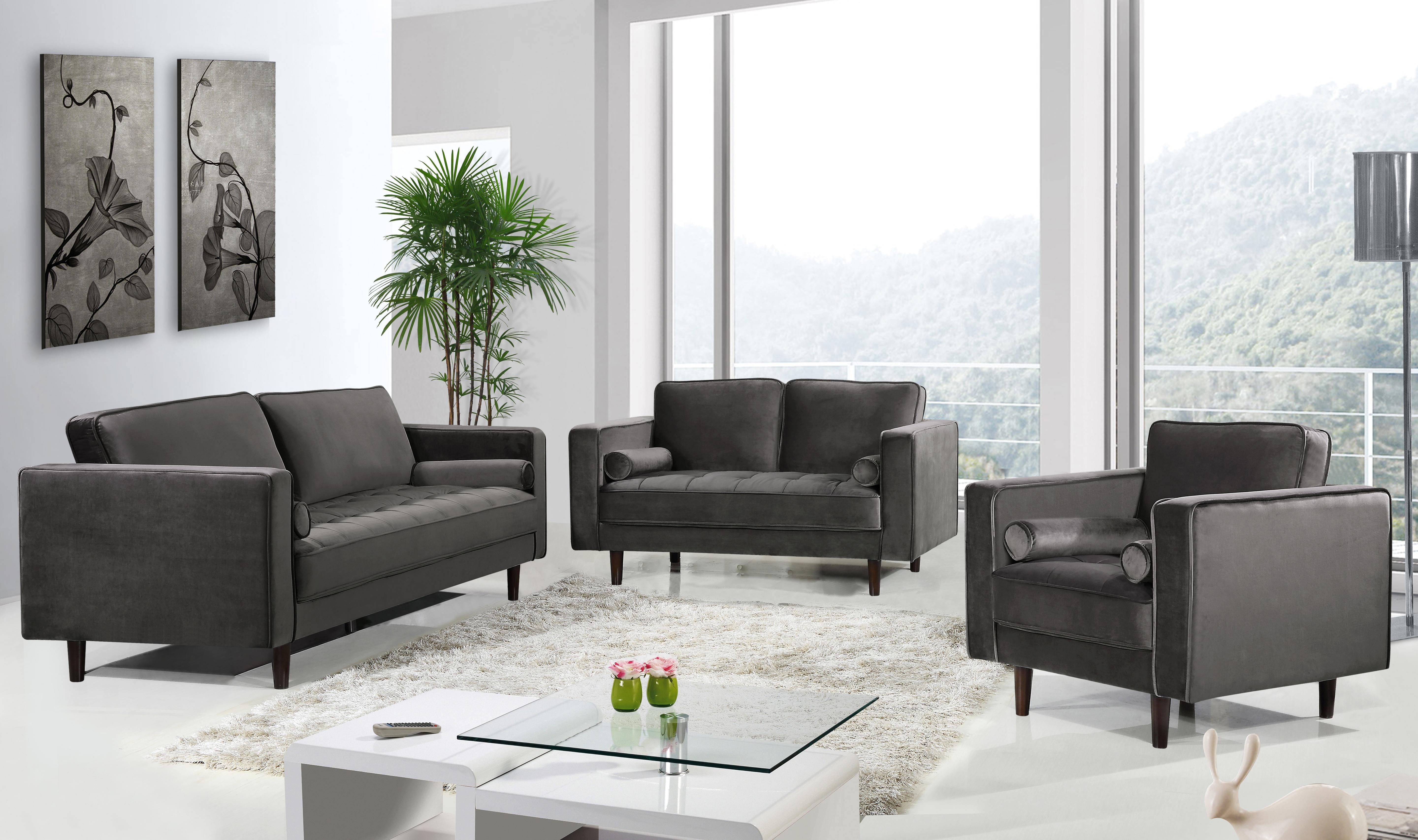 Emily Grey Velvet Sofa - Luxury Home Furniture (MI)