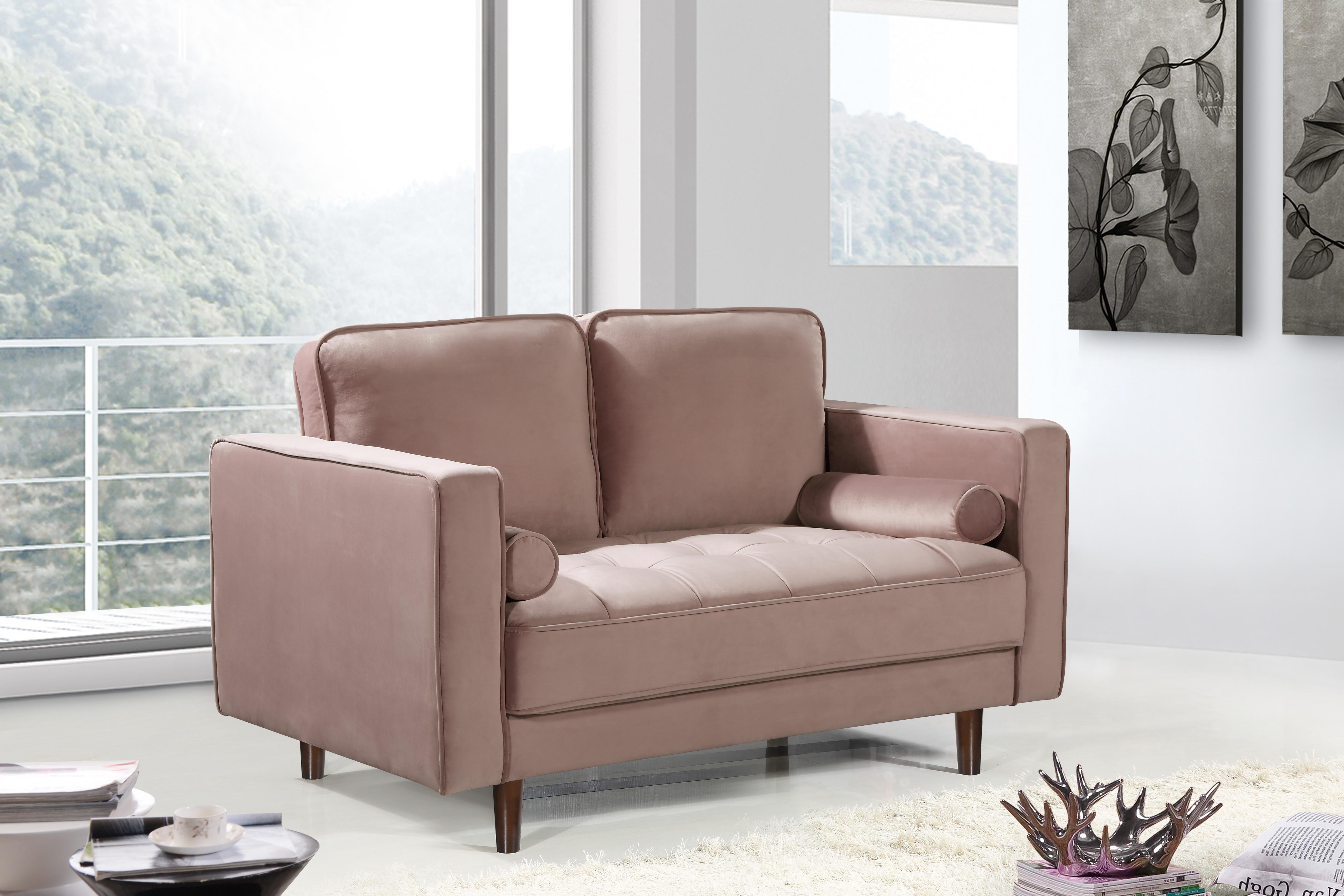 Emily Pink Velvet Loveseat - Luxury Home Furniture (MI)