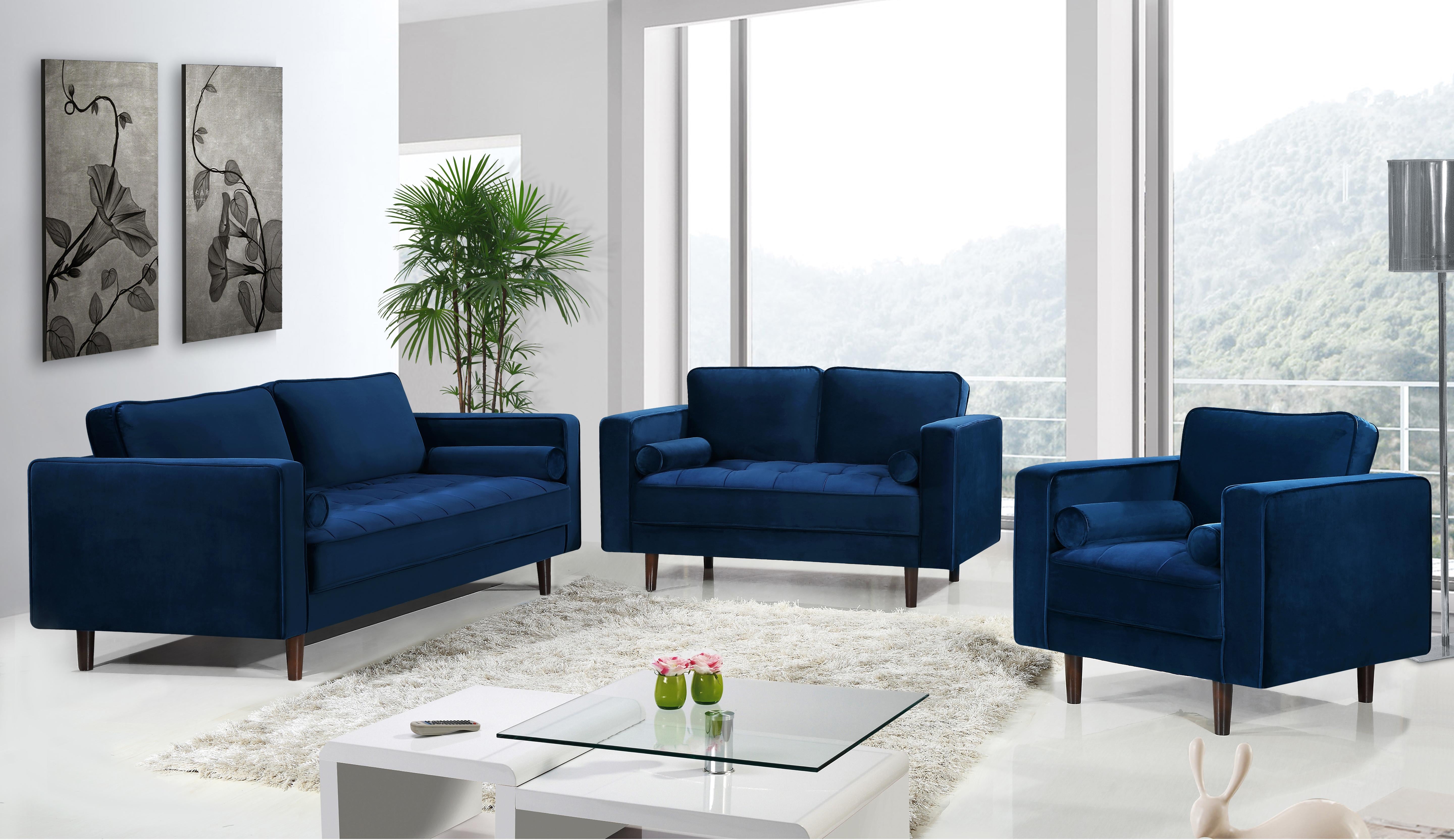 Emily Navy Velvet Sofa - Luxury Home Furniture (MI)