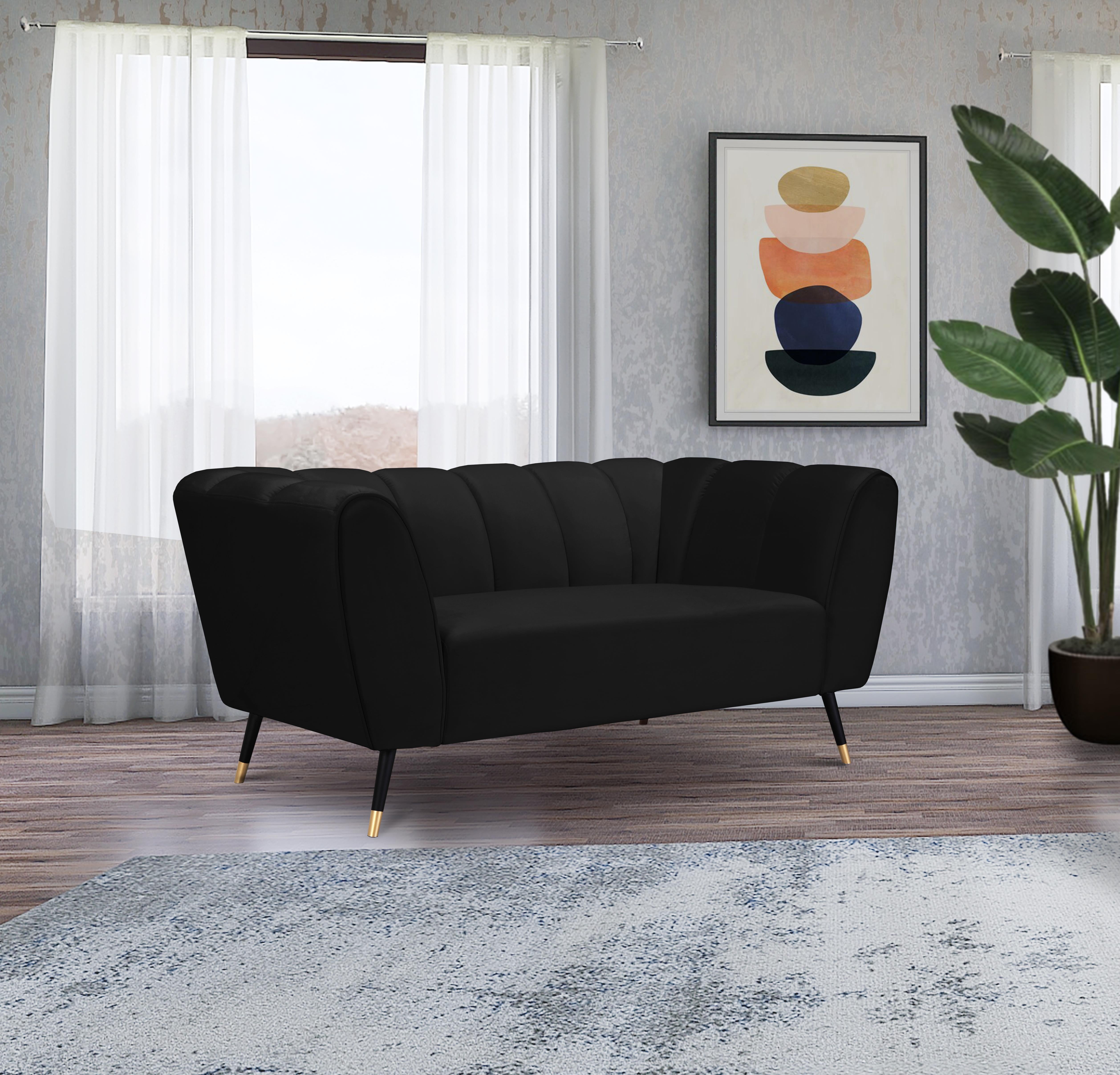 Beaumont Black Velvet Loveseat - Luxury Home Furniture (MI)