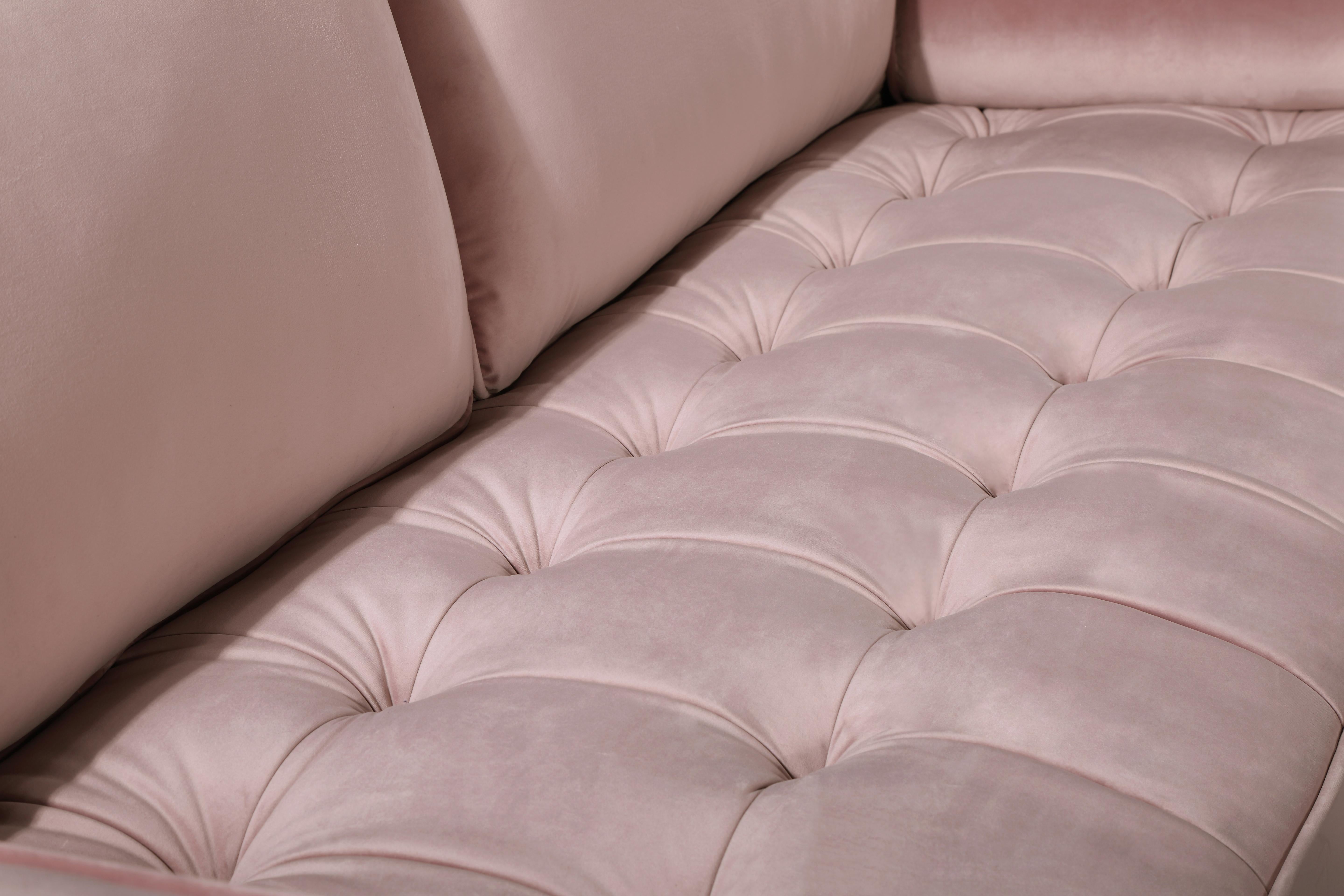 Emily Pink Velvet Loveseat - Luxury Home Furniture (MI)