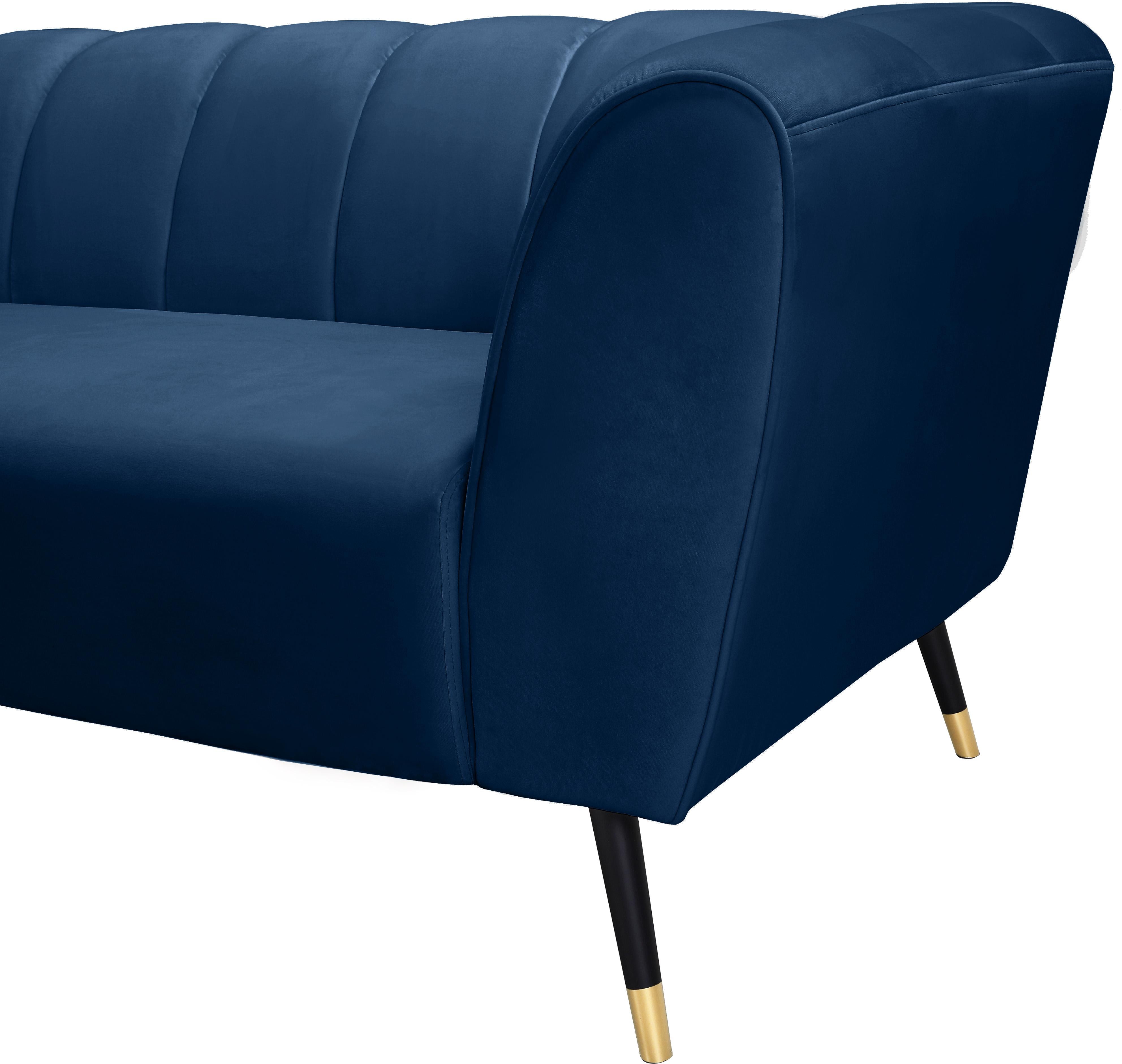 Beaumont Navy Velvet Loveseat - Luxury Home Furniture (MI)
