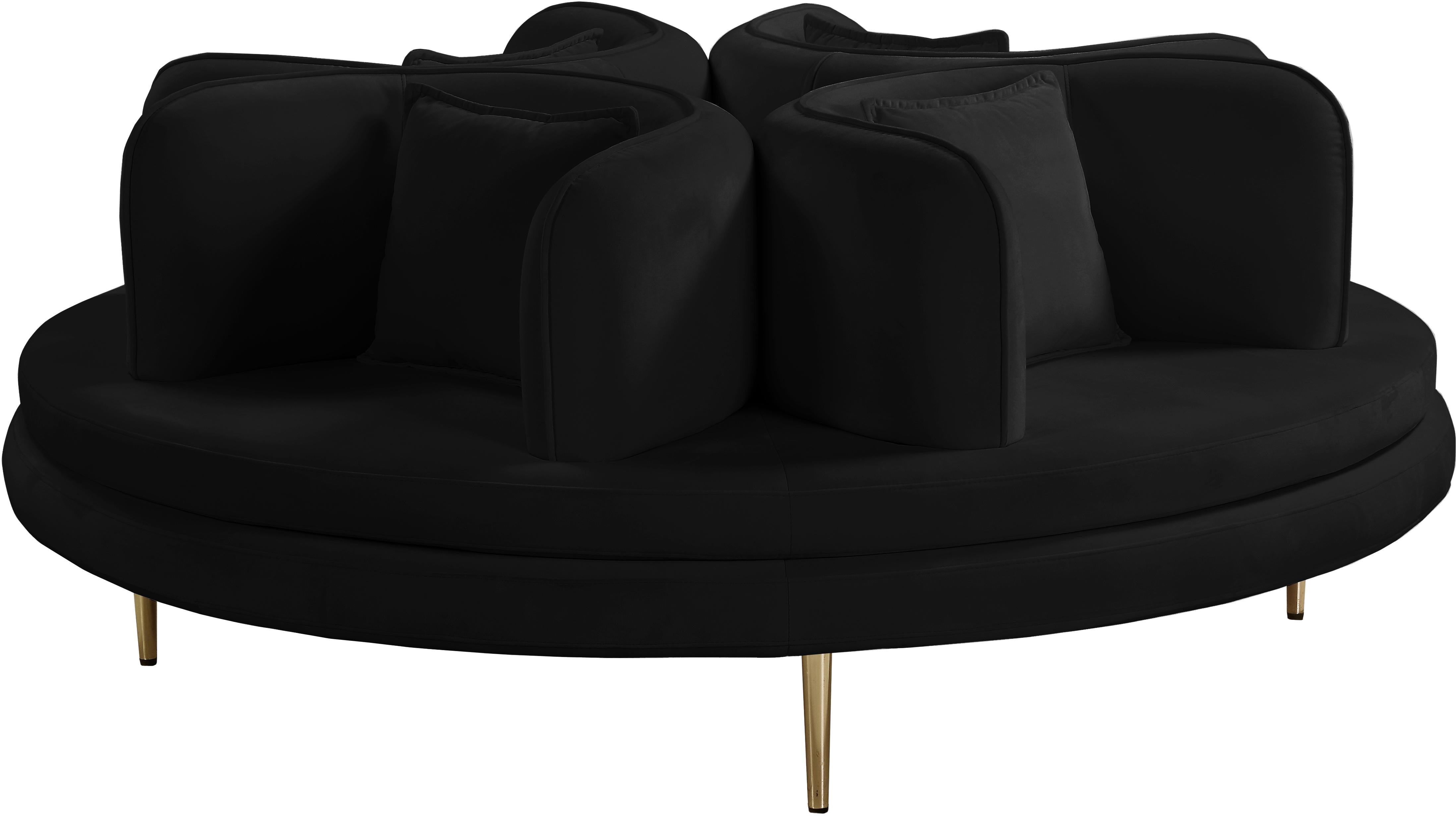 Circlet Black Velvet Round Sofa Settee - Luxury Home Furniture (MI)