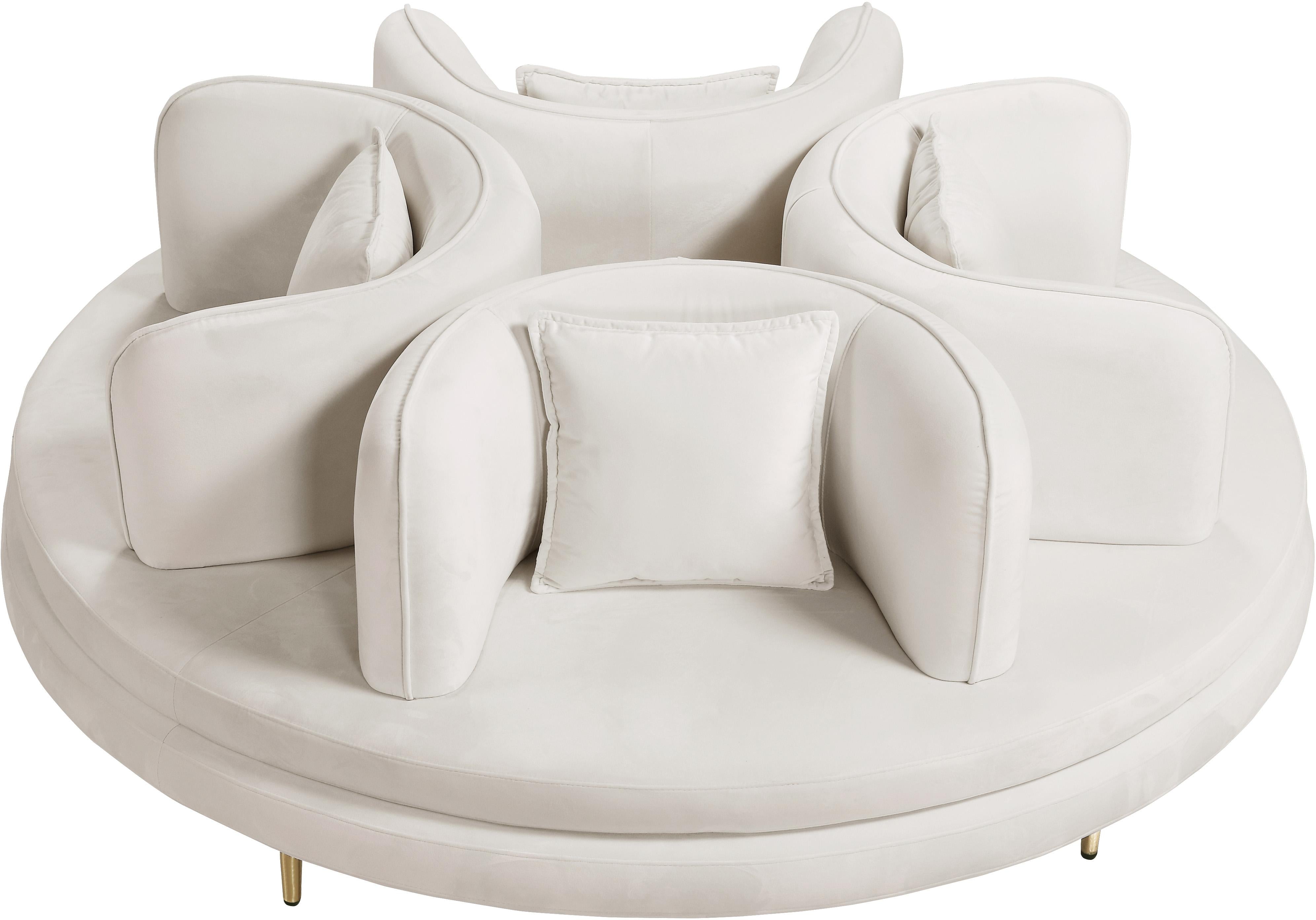 Circlet Cream Velvet Round Sofa Settee - Luxury Home Furniture (MI)