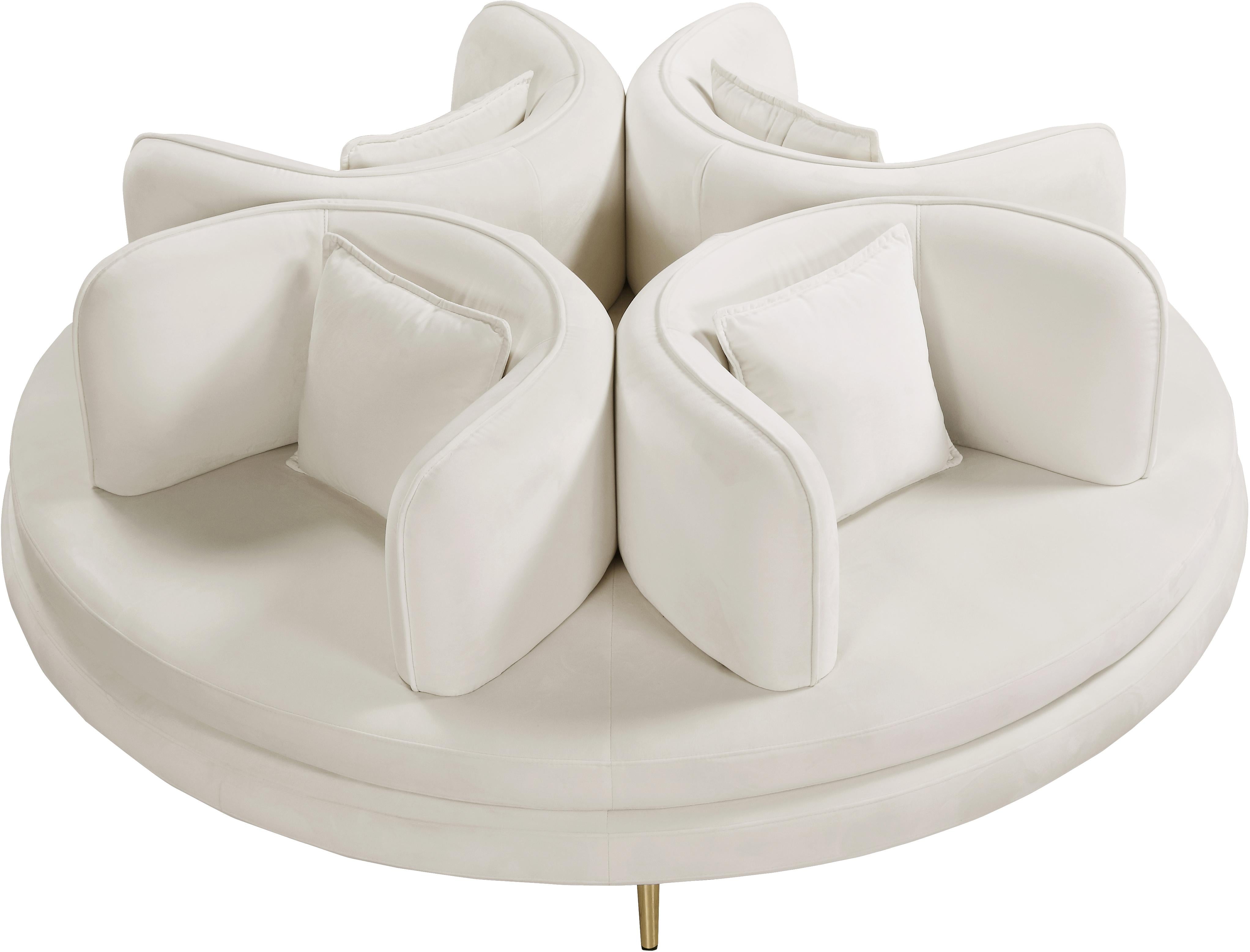 Circlet Cream Velvet Round Sofa Settee - Luxury Home Furniture (MI)