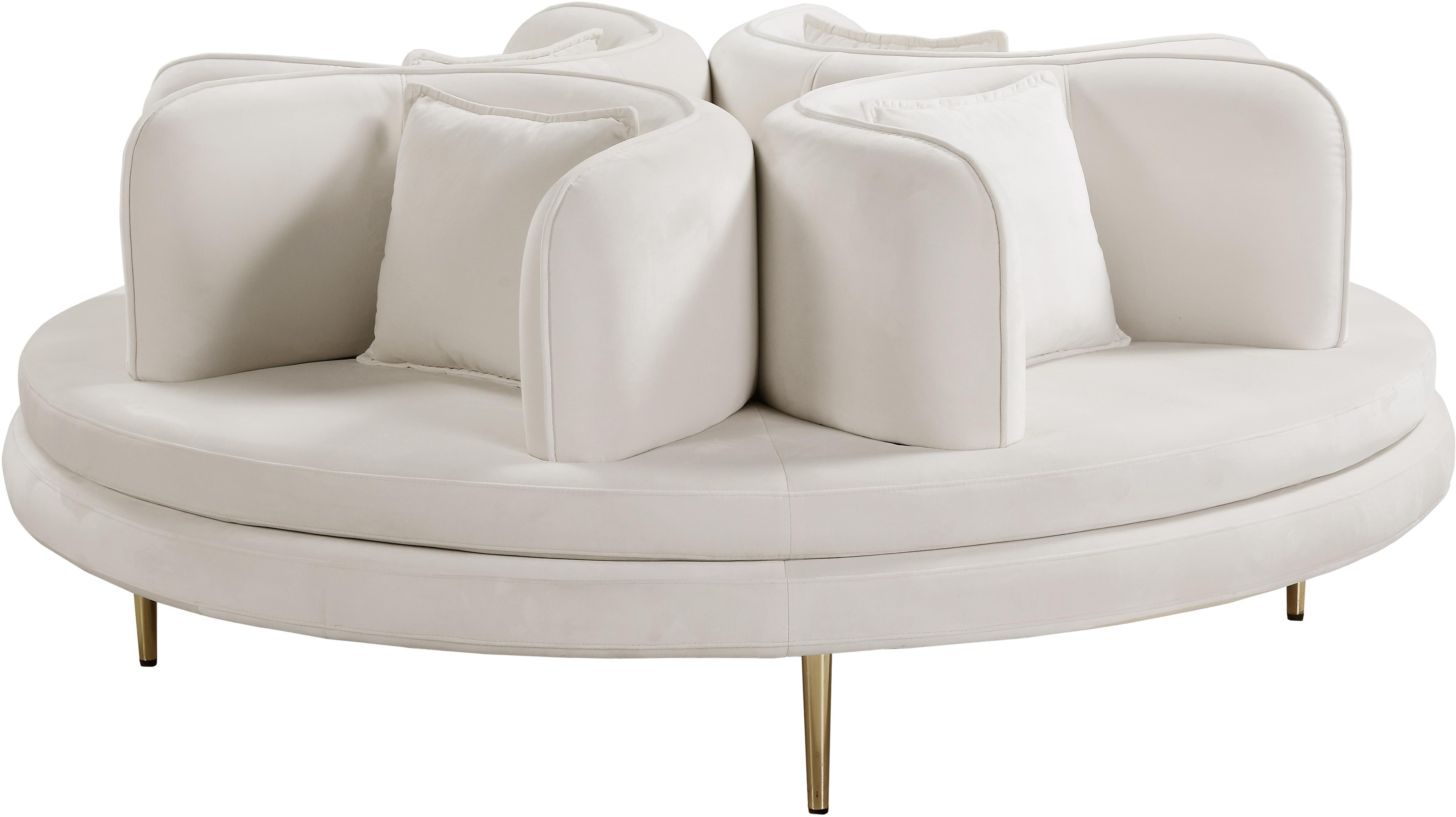 Circlet Cream Velvet Round Sofa Settee - Luxury Home Furniture (MI)