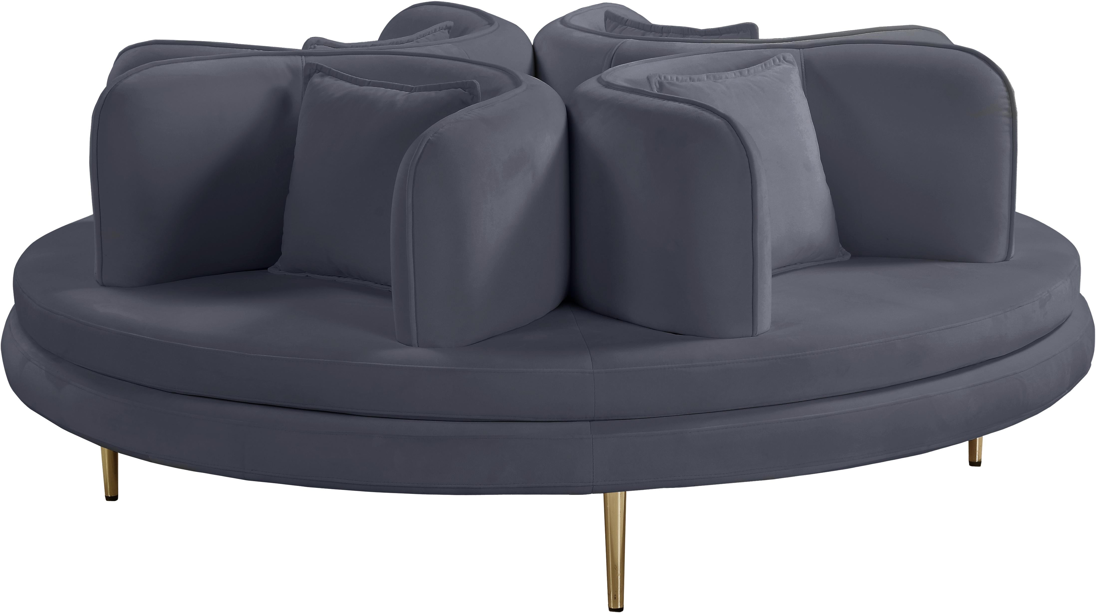 Circlet Grey Velvet Round Sofa Settee - Luxury Home Furniture (MI)