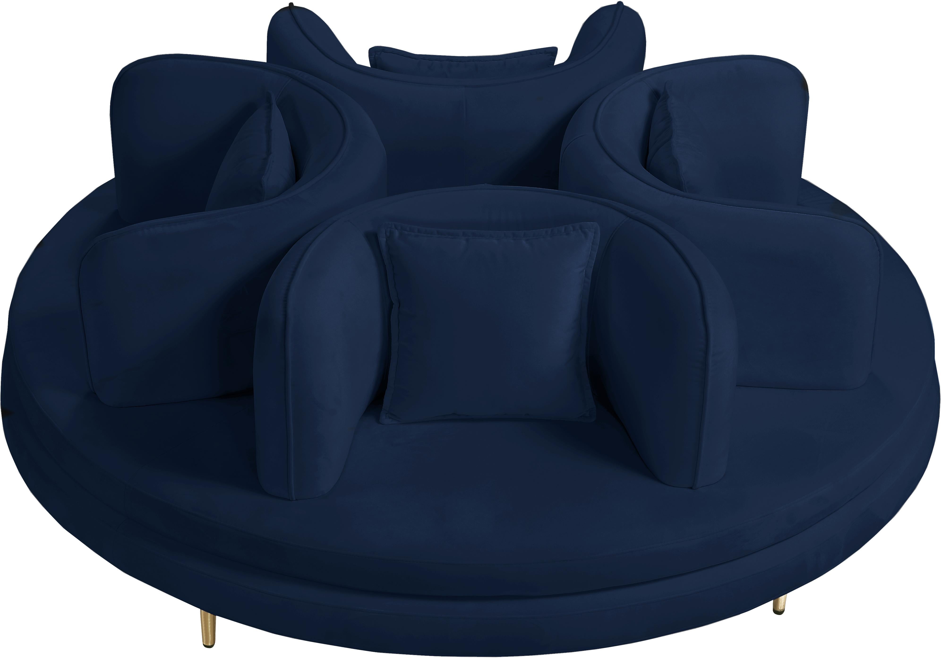 Circlet Navy Velvet Round Sofa Settee - Luxury Home Furniture (MI)