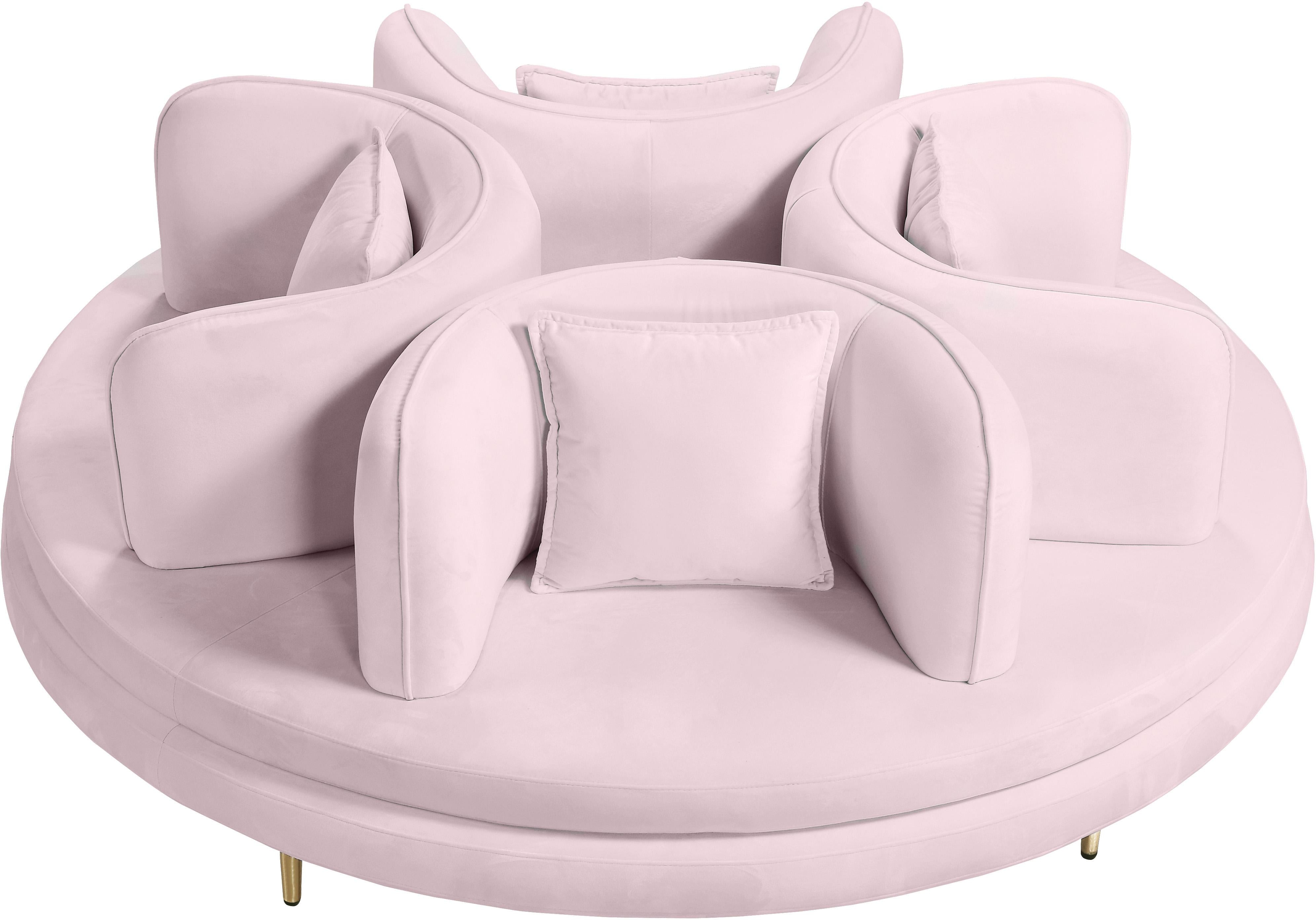 Circlet PInk Velvet Round Sofa Settee - Luxury Home Furniture (MI)