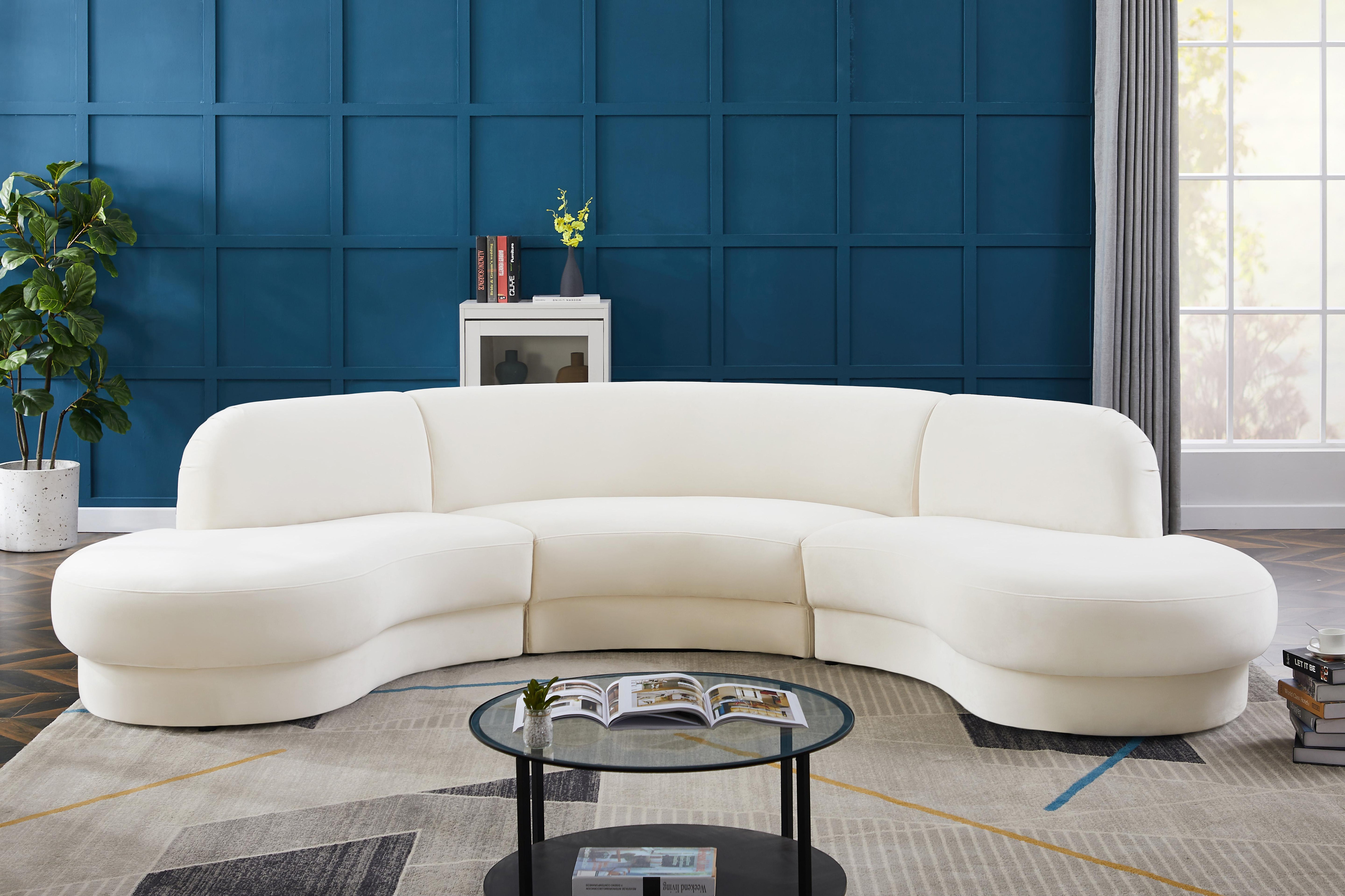 Rosa Cream Velvet 3pc. Sectional (3 Boxes) - Luxury Home Furniture (MI)