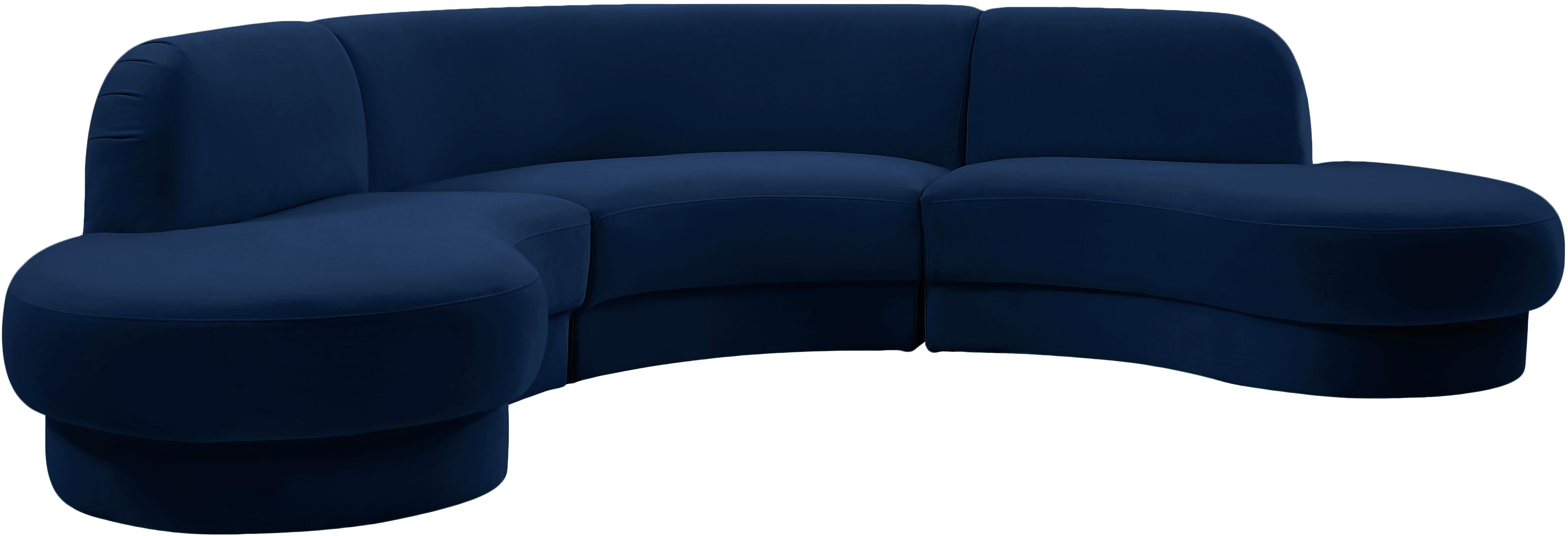 Rosa Navy Velvet 3pc. Sectional (3 Boxes)