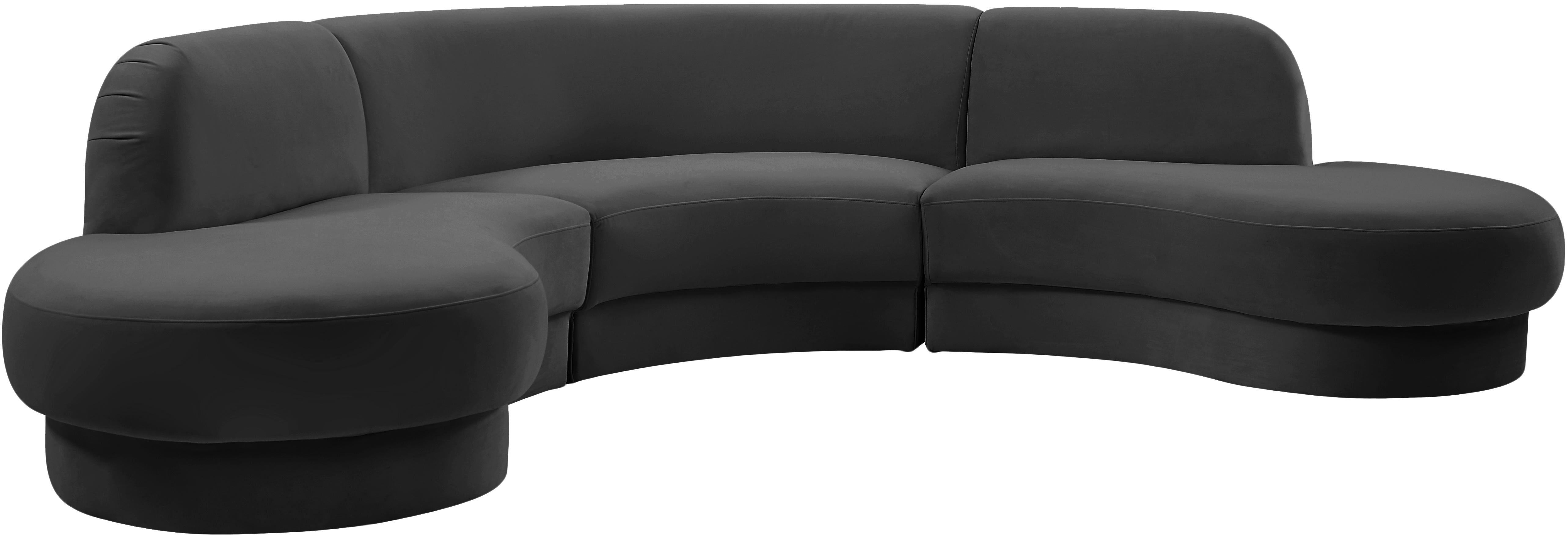 Rosa Grey Velvet 3pc. Sectional (3 Boxes) - Luxury Home Furniture (MI)