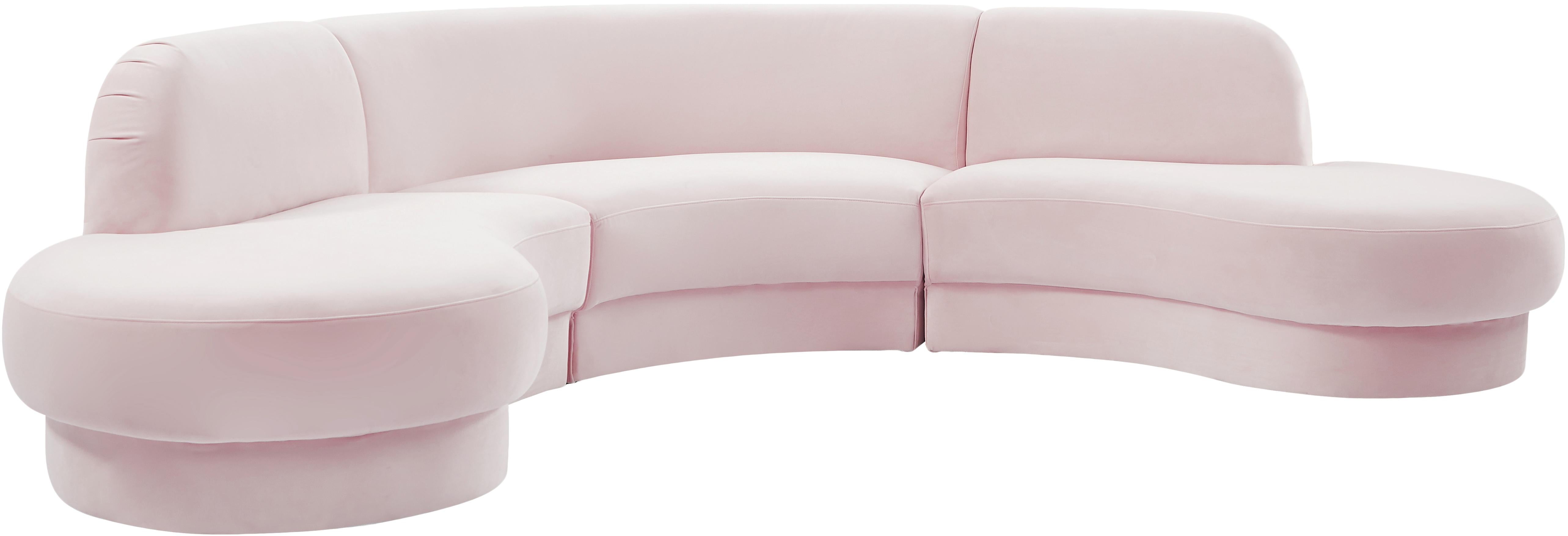 Rosa Pink Velvet 3pc. Sectional (3 Boxes) - Luxury Home Furniture (MI)