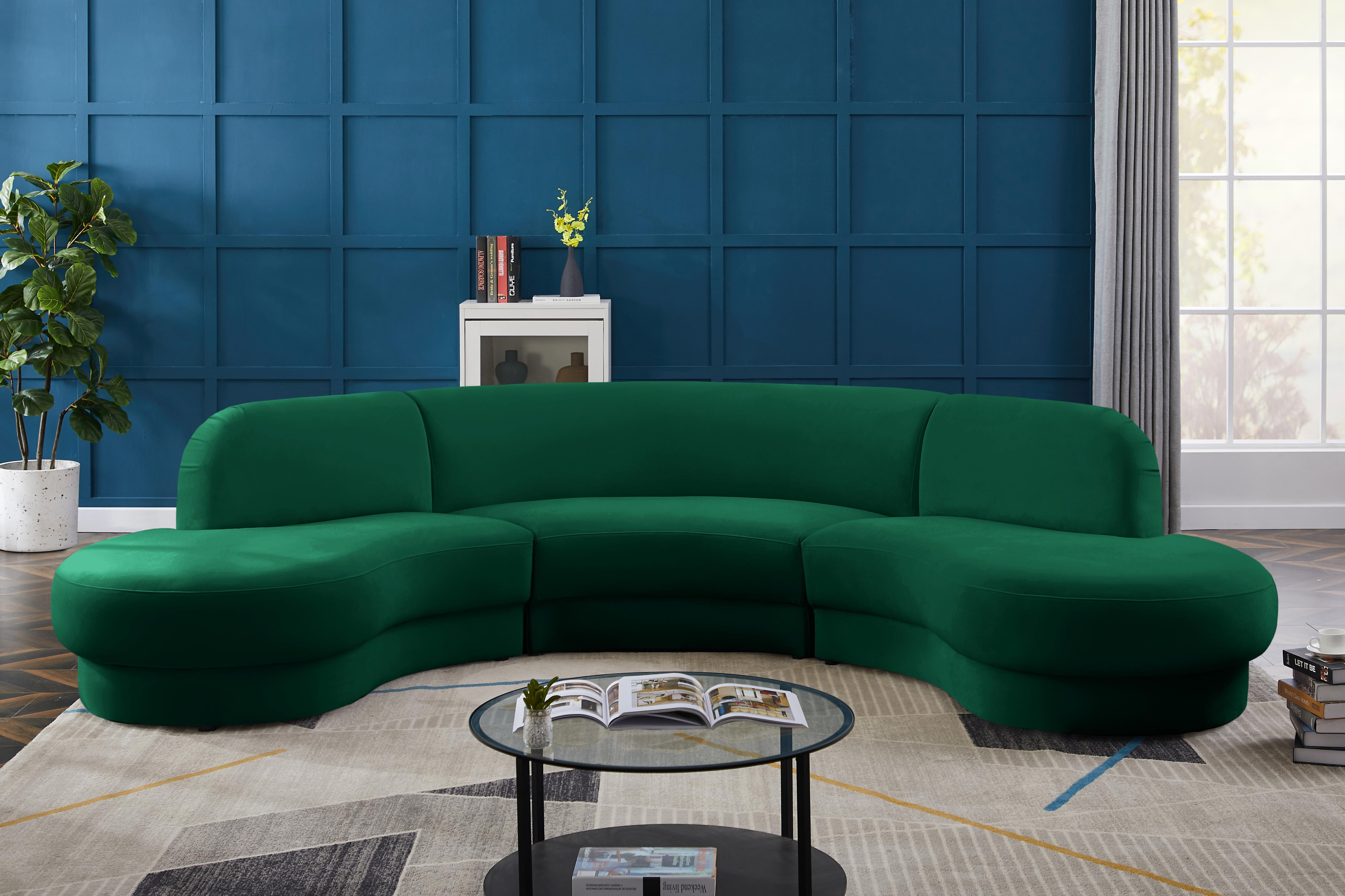 Rosa Green Velvet 3pc. Sectional (3 Boxes) - Luxury Home Furniture (MI)