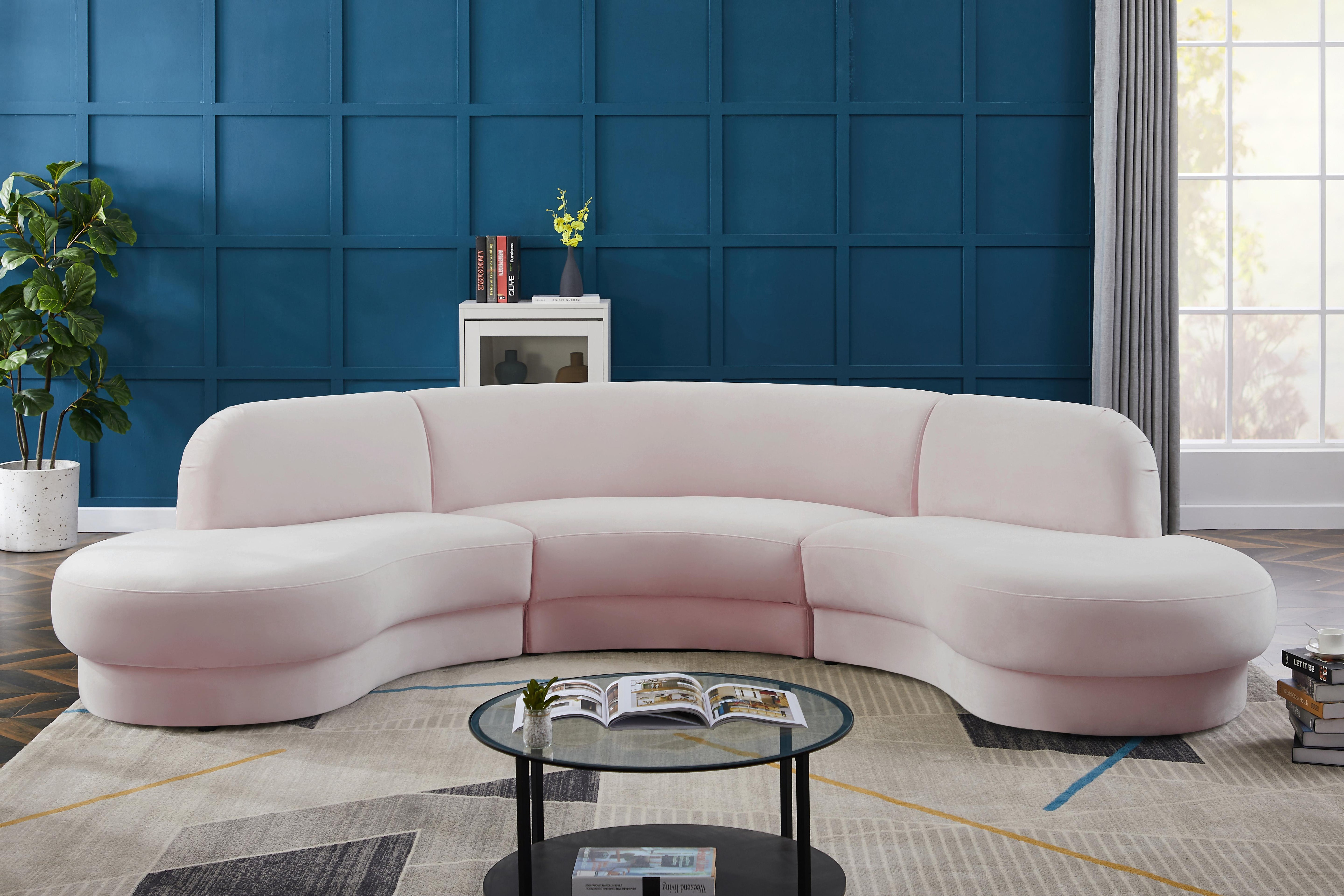 Rosa Pink Velvet 3pc. Sectional (3 Boxes) - Luxury Home Furniture (MI)