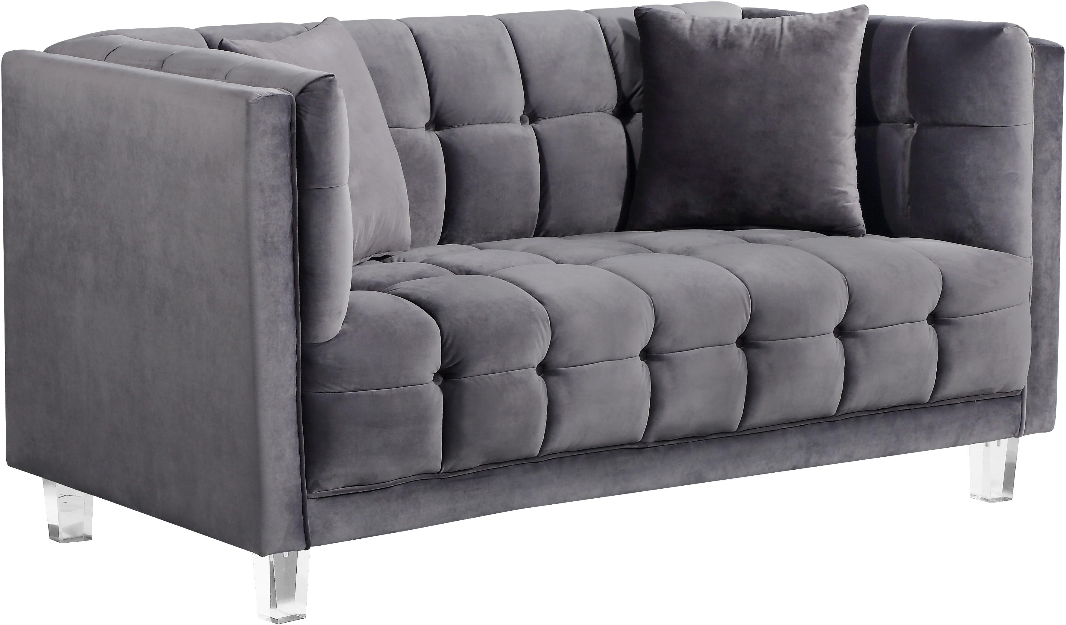 Mariel Grey Velvet Loveseat - Luxury Home Furniture (MI)