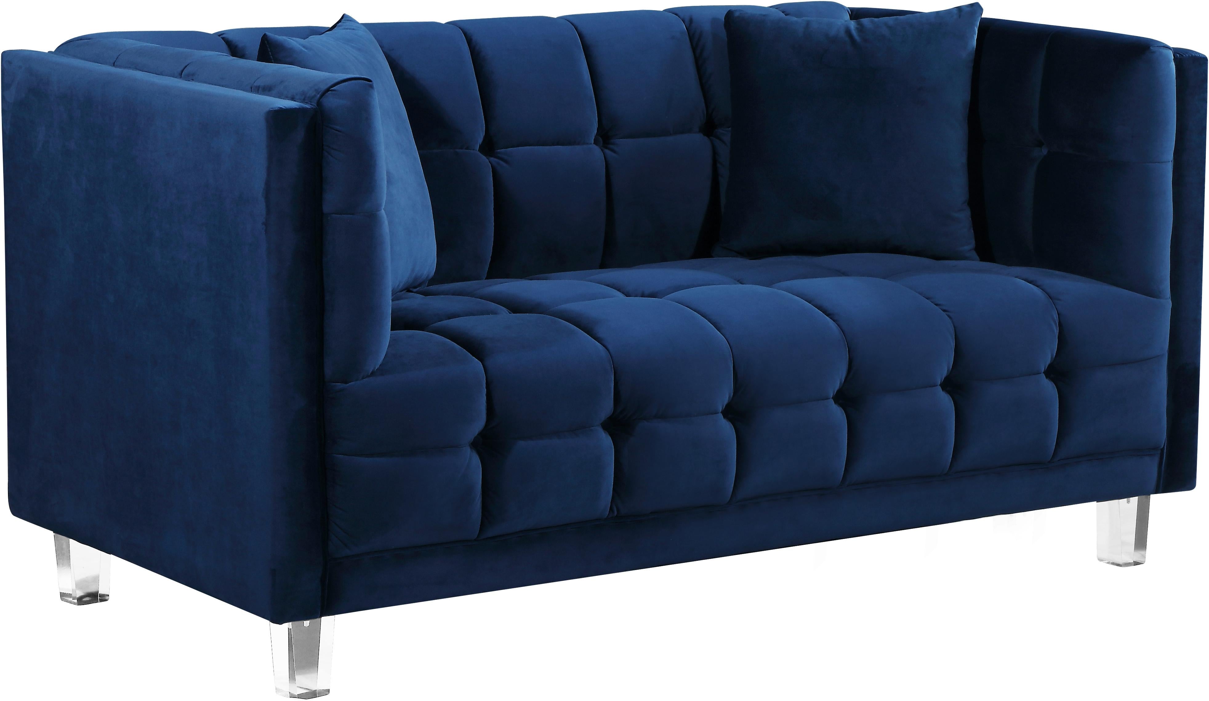 Mariel Navy Velvet Loveseat - Luxury Home Furniture (MI)