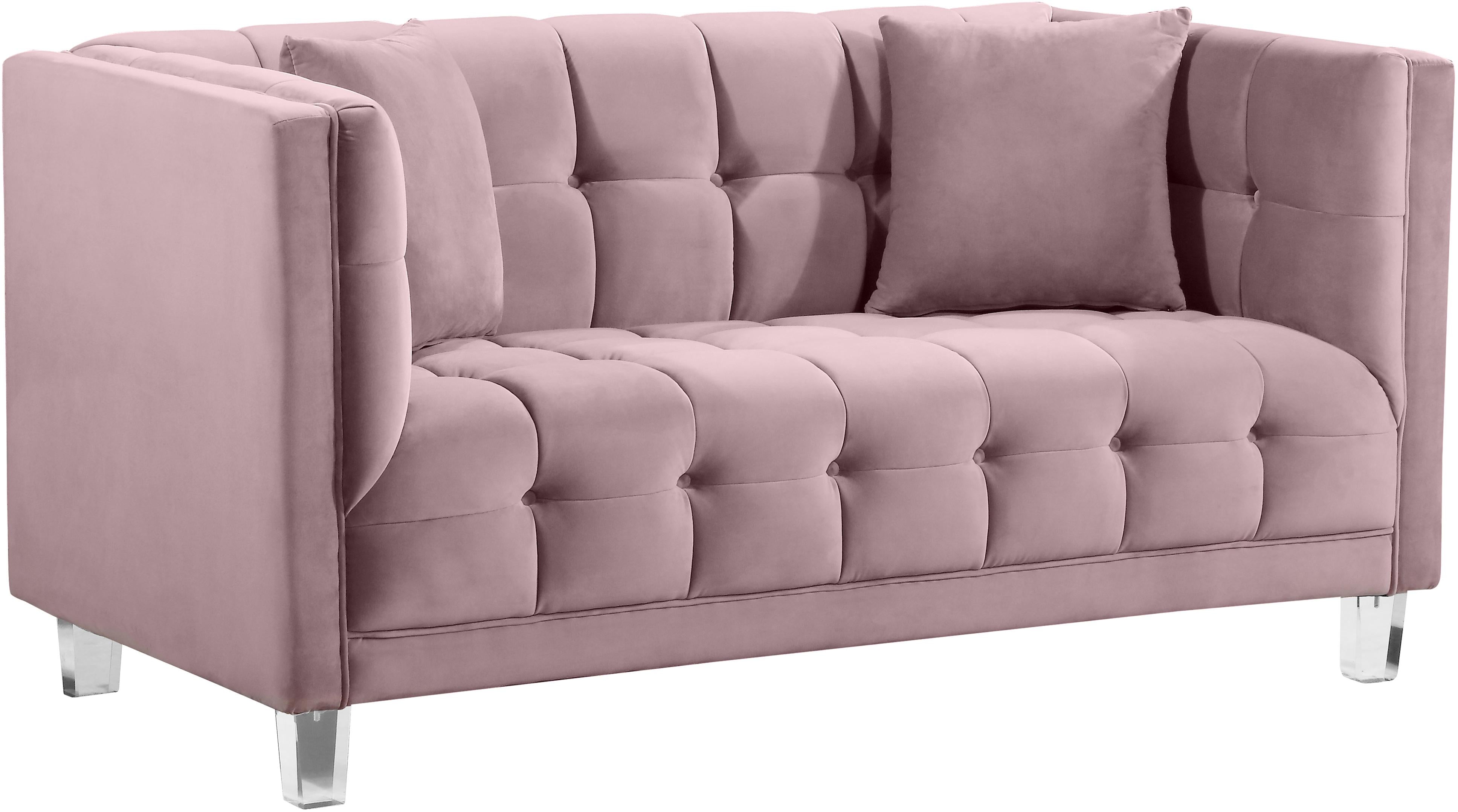 Mariel Pink Velvet Loveseat - Luxury Home Furniture (MI)