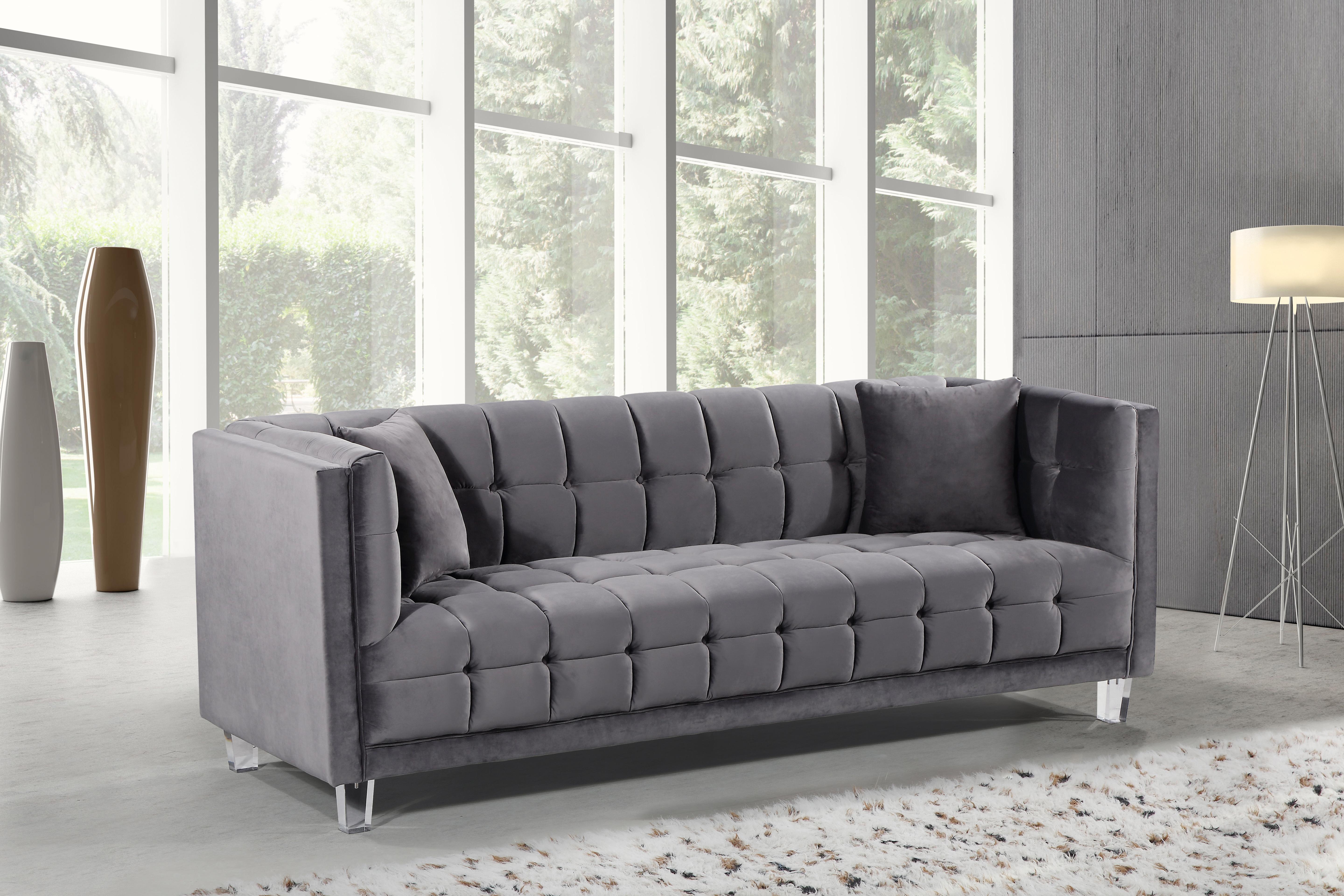 Mariel Grey Velvet Sofa - Luxury Home Furniture (MI)