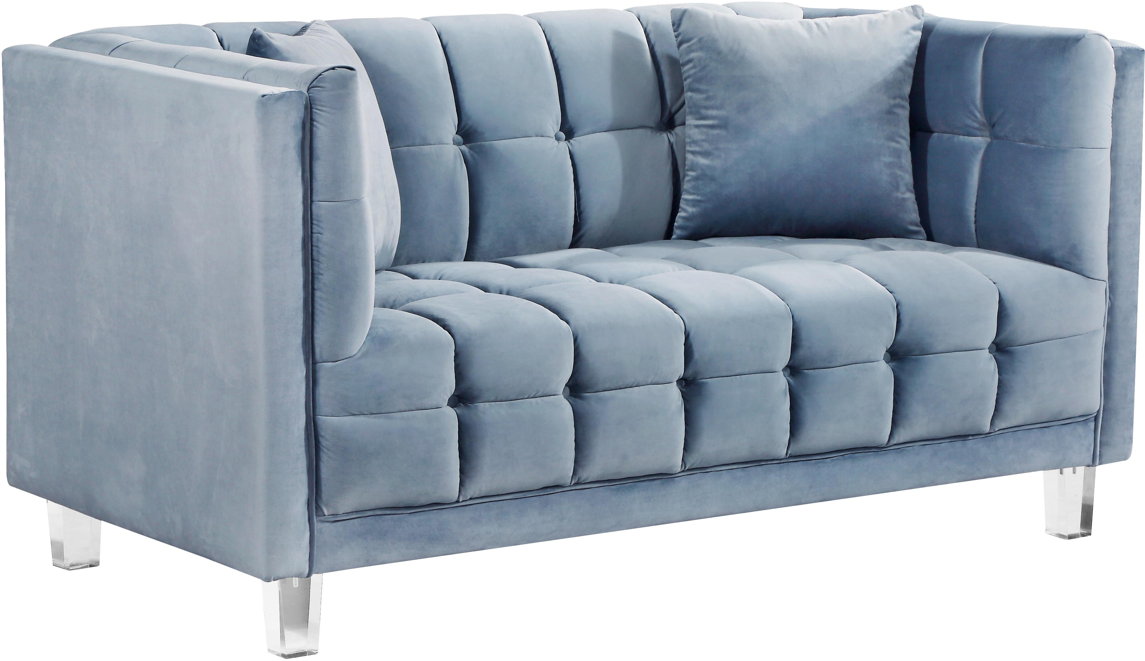 Mariel Sky Blue Velvet Loveseat - Luxury Home Furniture (MI)