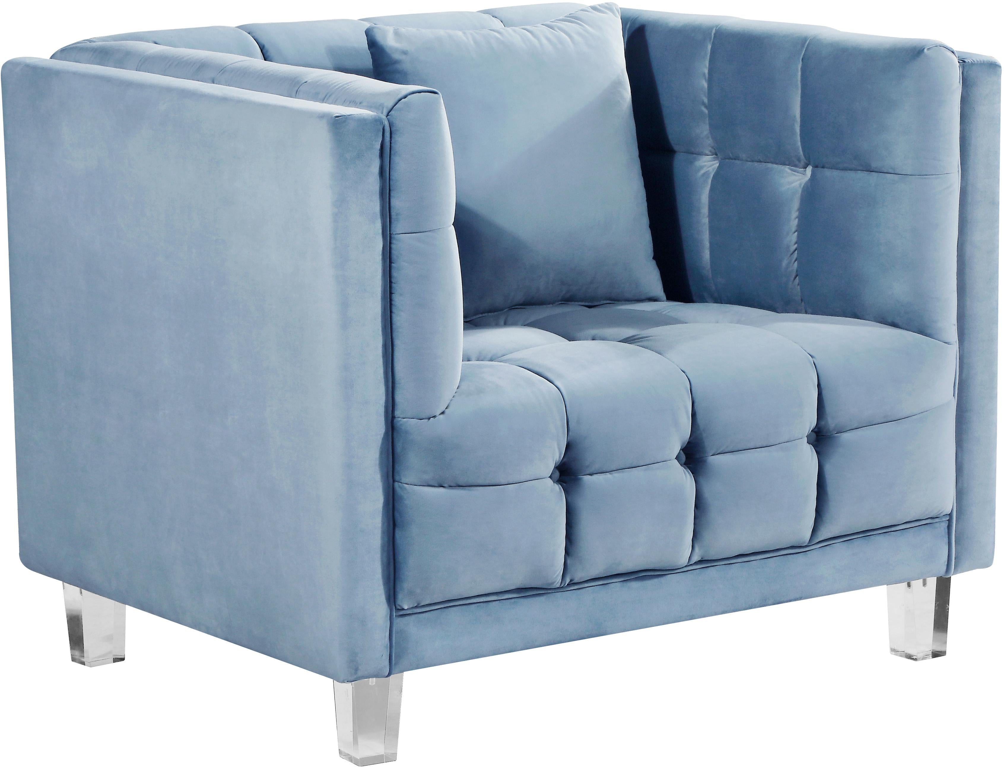 Sky blue velvet chair hotsell