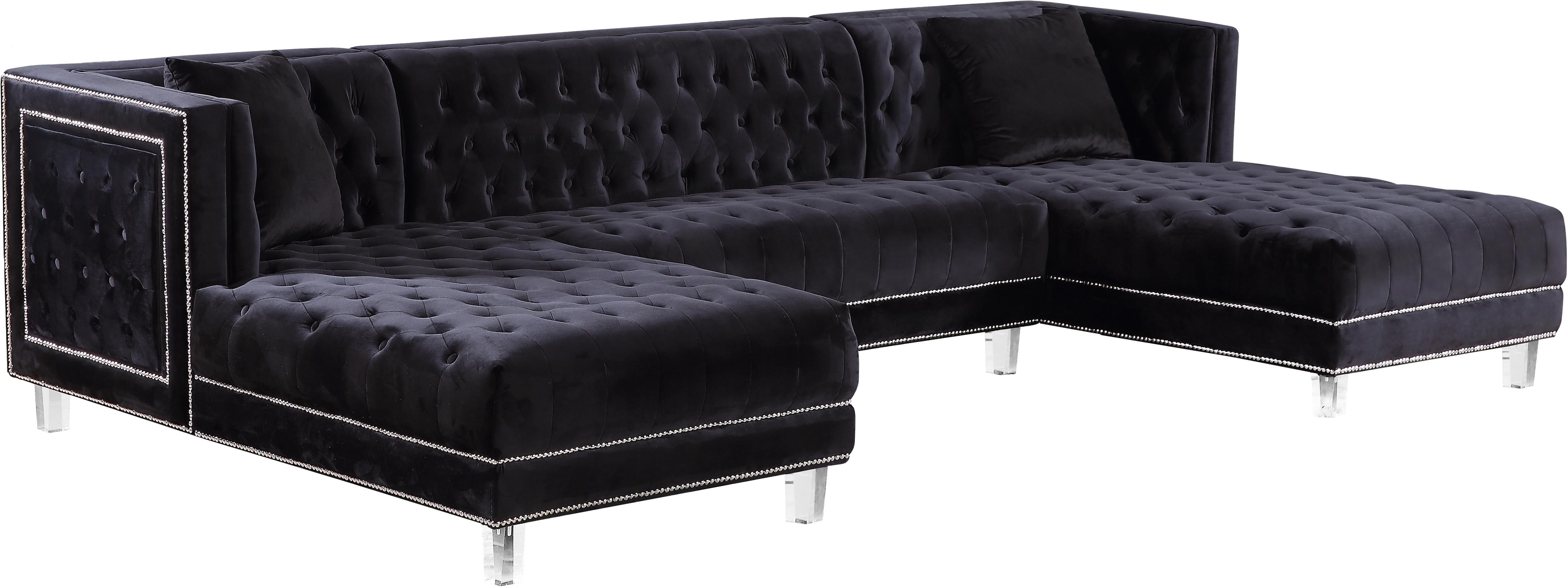 Moda Black Velvet 3pc. Sectional - Luxury Home Furniture (MI)