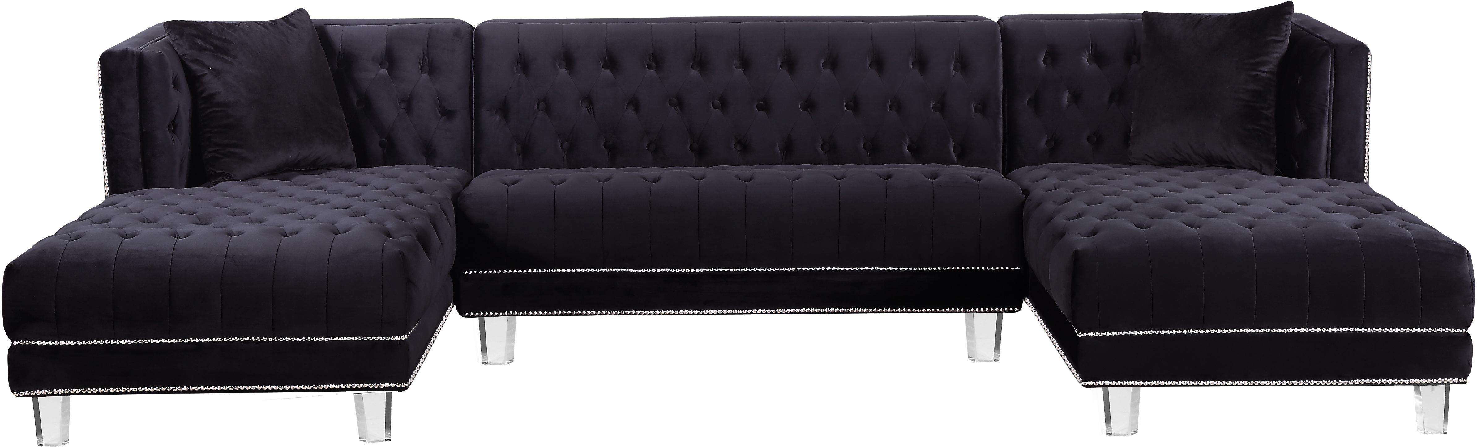 Moda Black Velvet 3pc. Sectional - Luxury Home Furniture (MI)