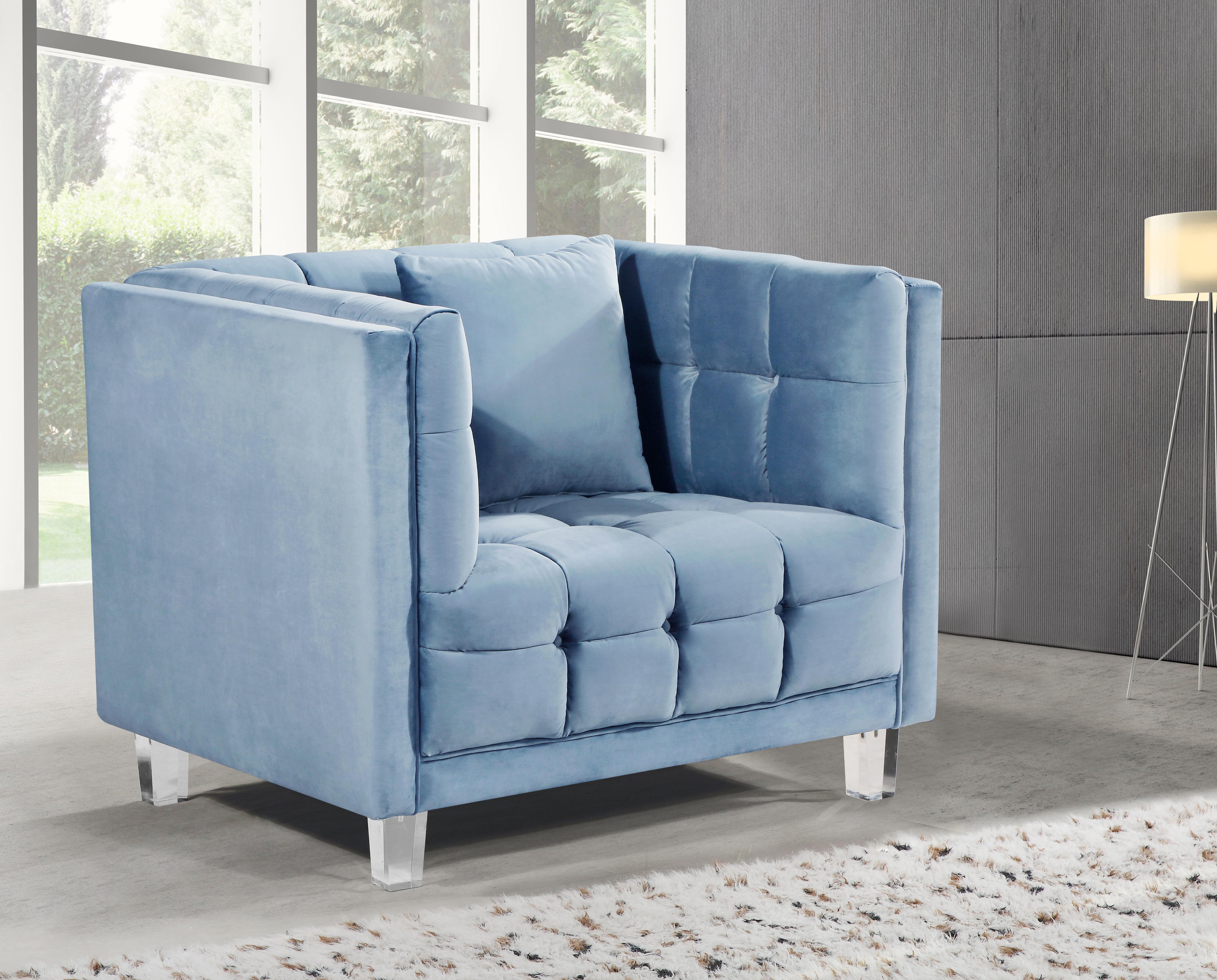 Mariel Sky Blue Velvet Chair - Luxury Home Furniture (MI)