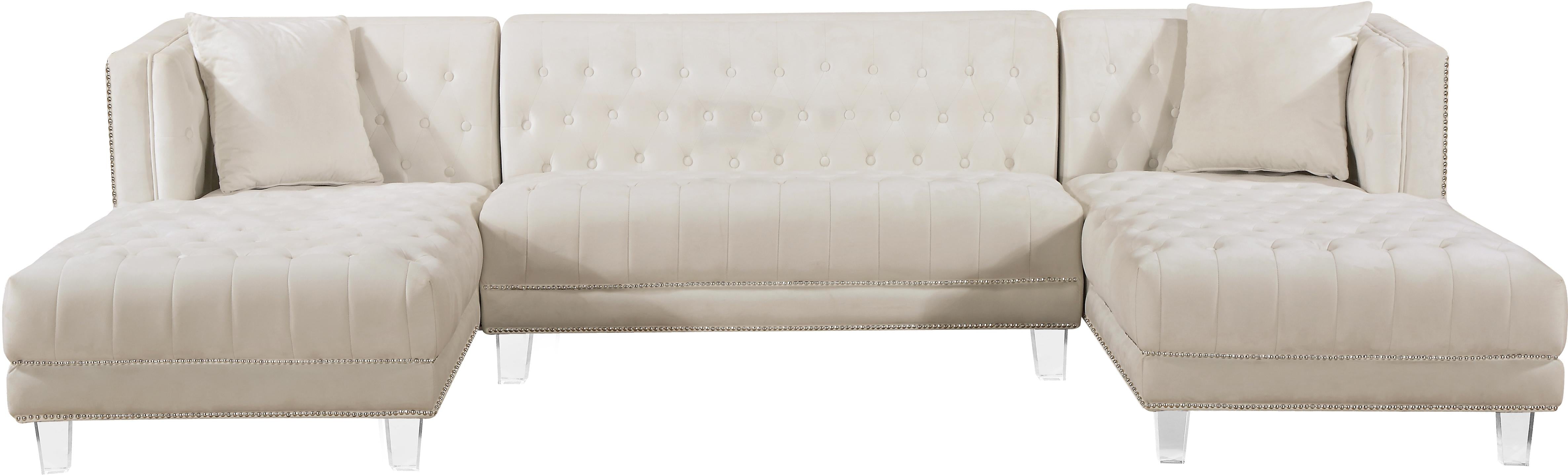 Moda Cream Velvet 3pc. Sectional - Luxury Home Furniture (MI)