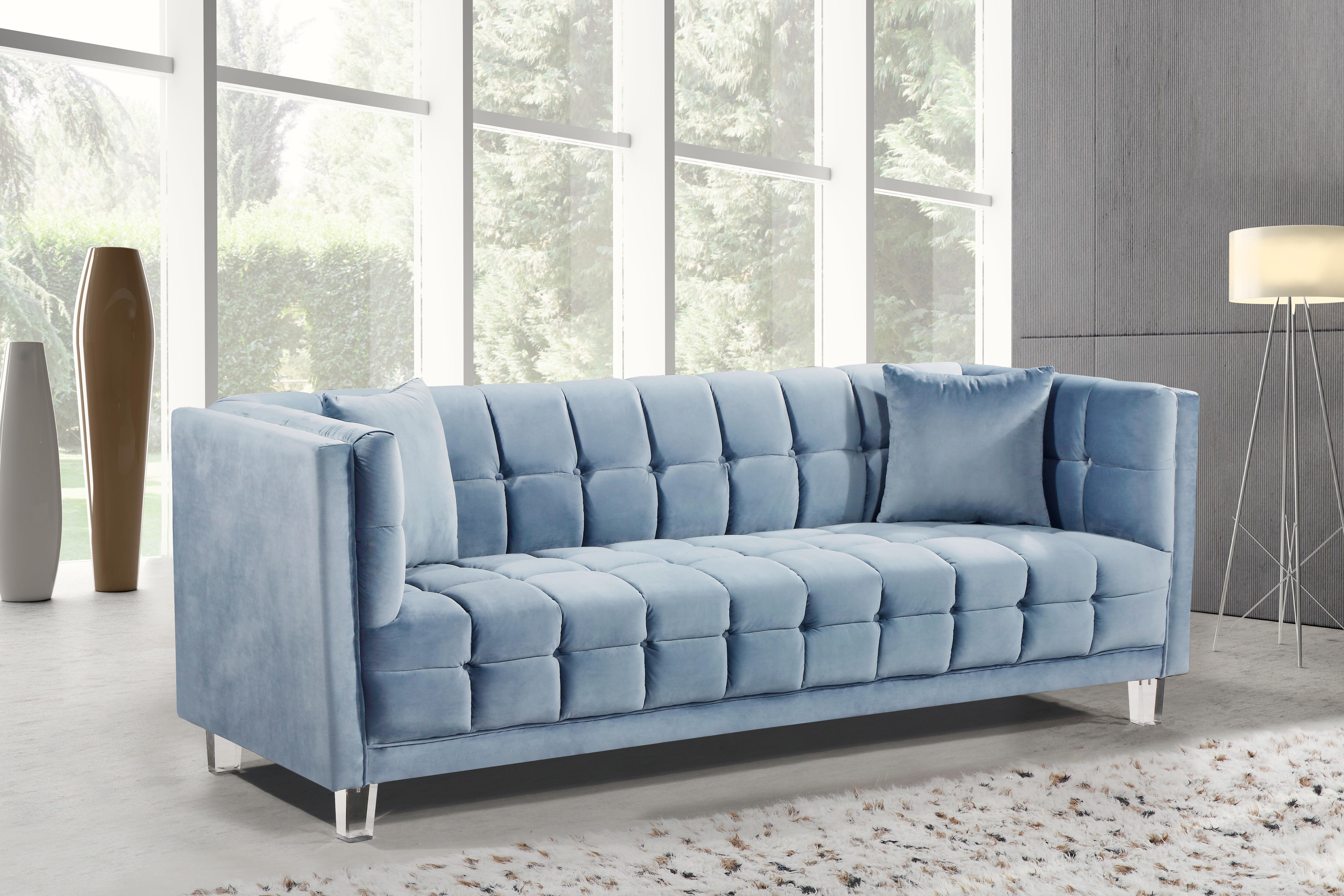 Mariel Sky Blue Velvet Sofa - Luxury Home Furniture (MI)
