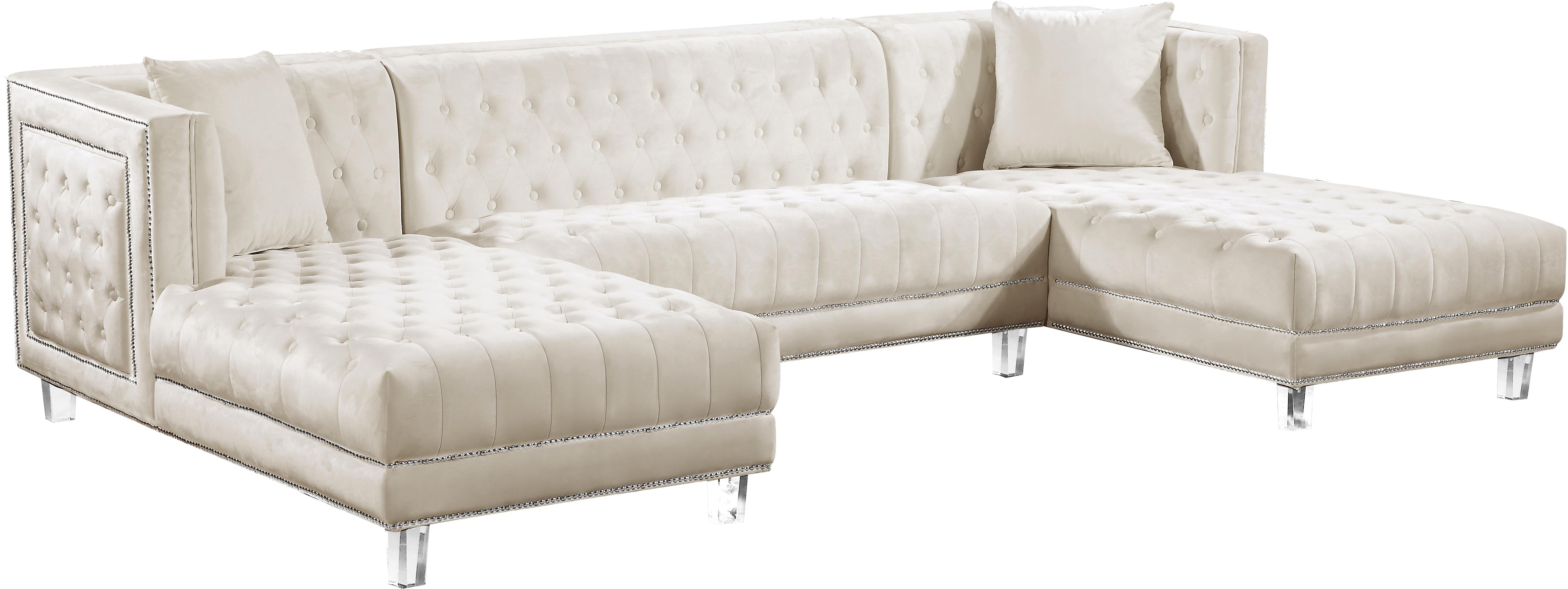 Moda Cream Velvet 3pc. Sectional - Luxury Home Furniture (MI)