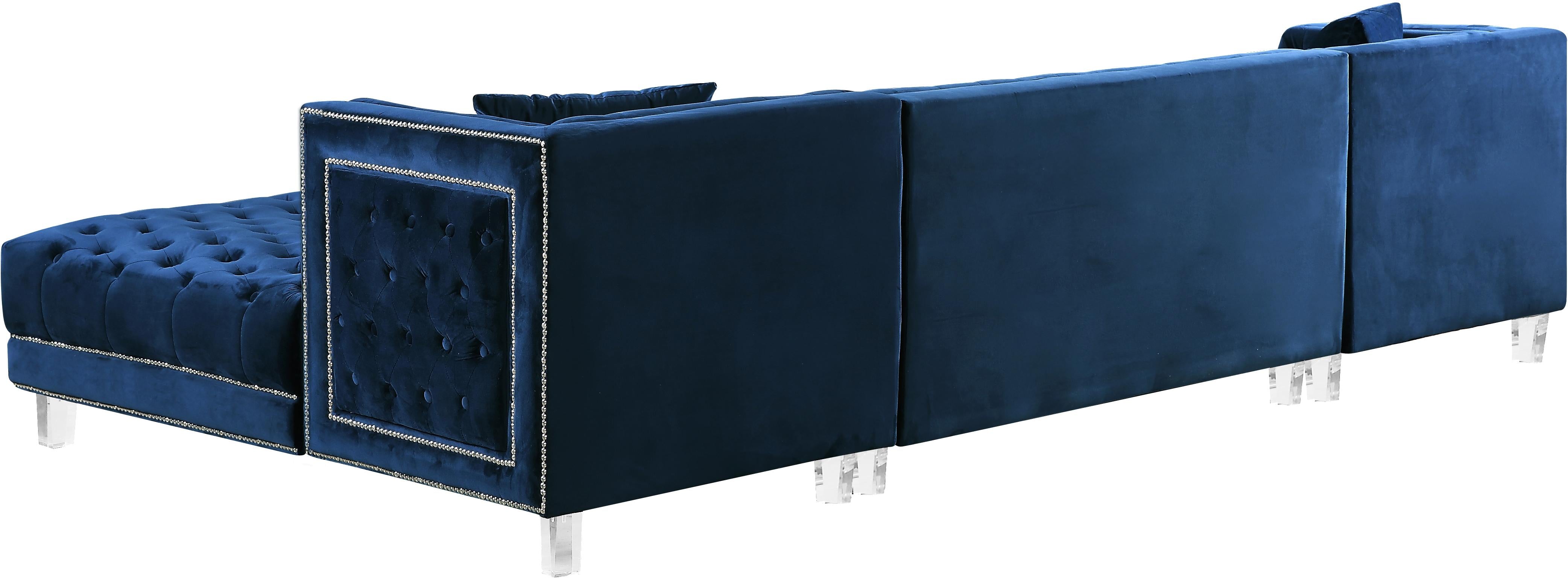 Moda Navy Velvet 3pc. Sectional - Luxury Home Furniture (MI)