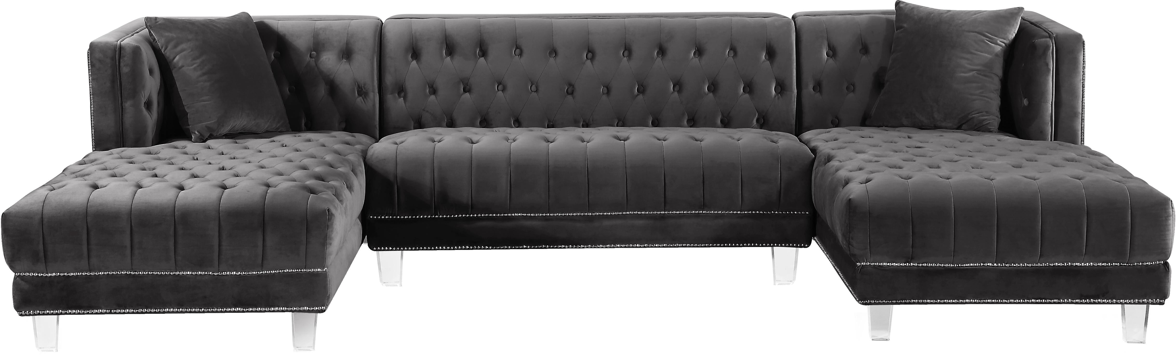 Moda Grey Velvet 3pc. Sectional - Luxury Home Furniture (MI)
