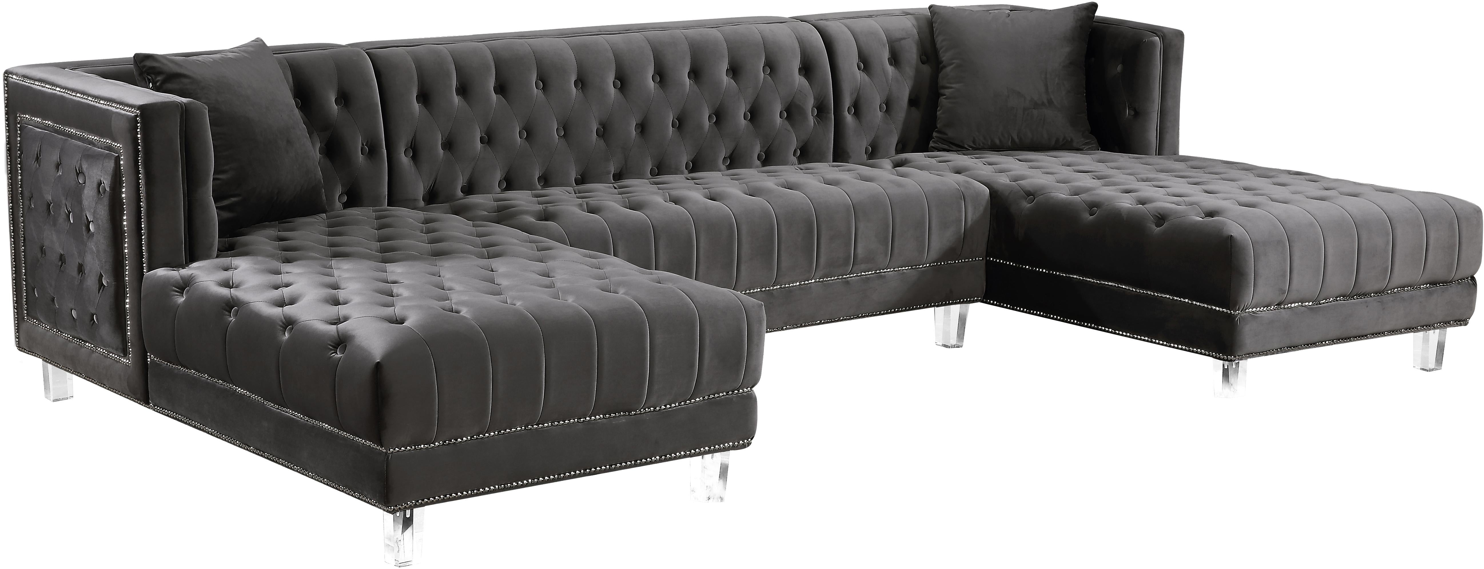 Moda Grey Velvet 3pc. Sectional - Luxury Home Furniture (MI)