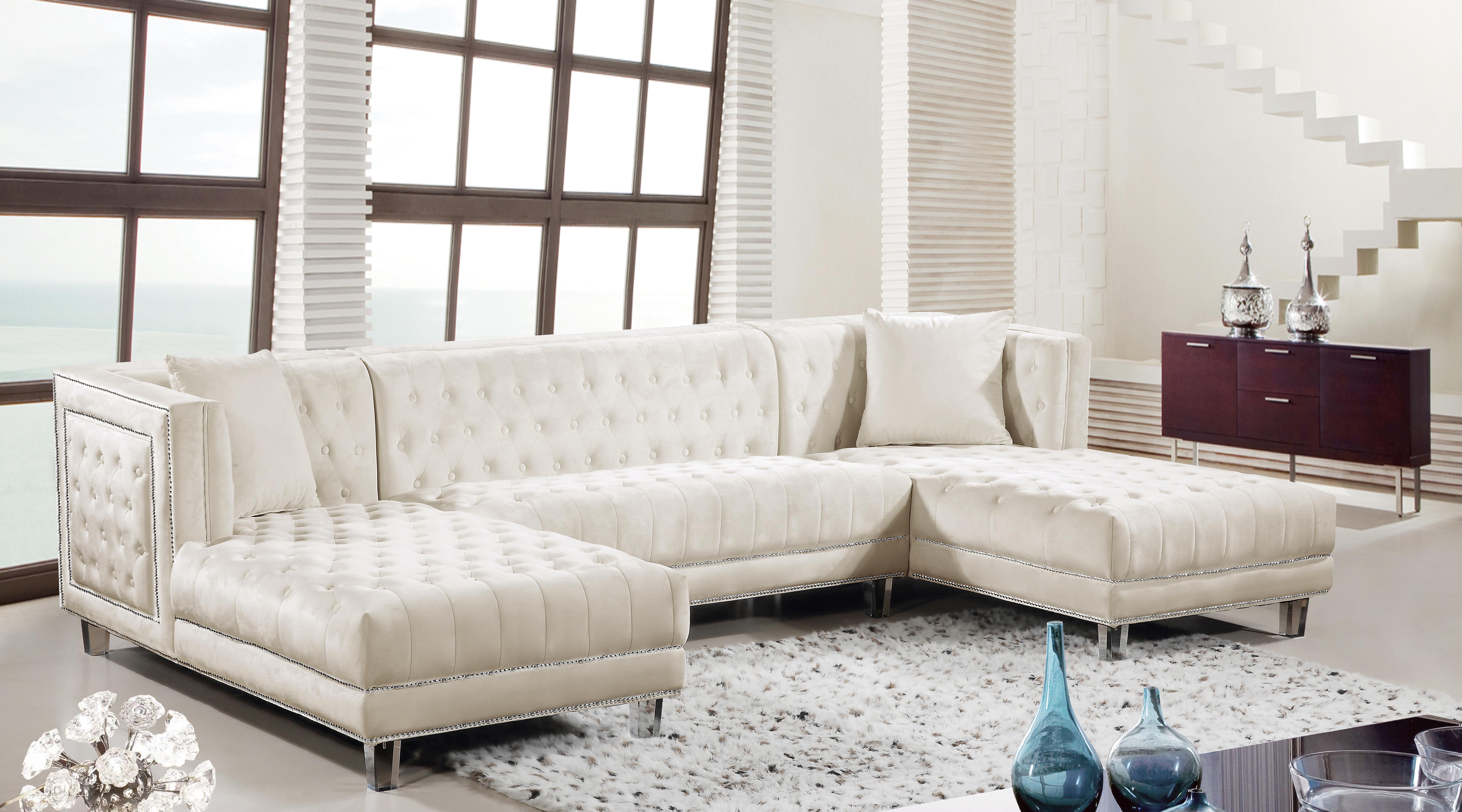 Moda Cream Velvet 3pc. Sectional - Luxury Home Furniture (MI)