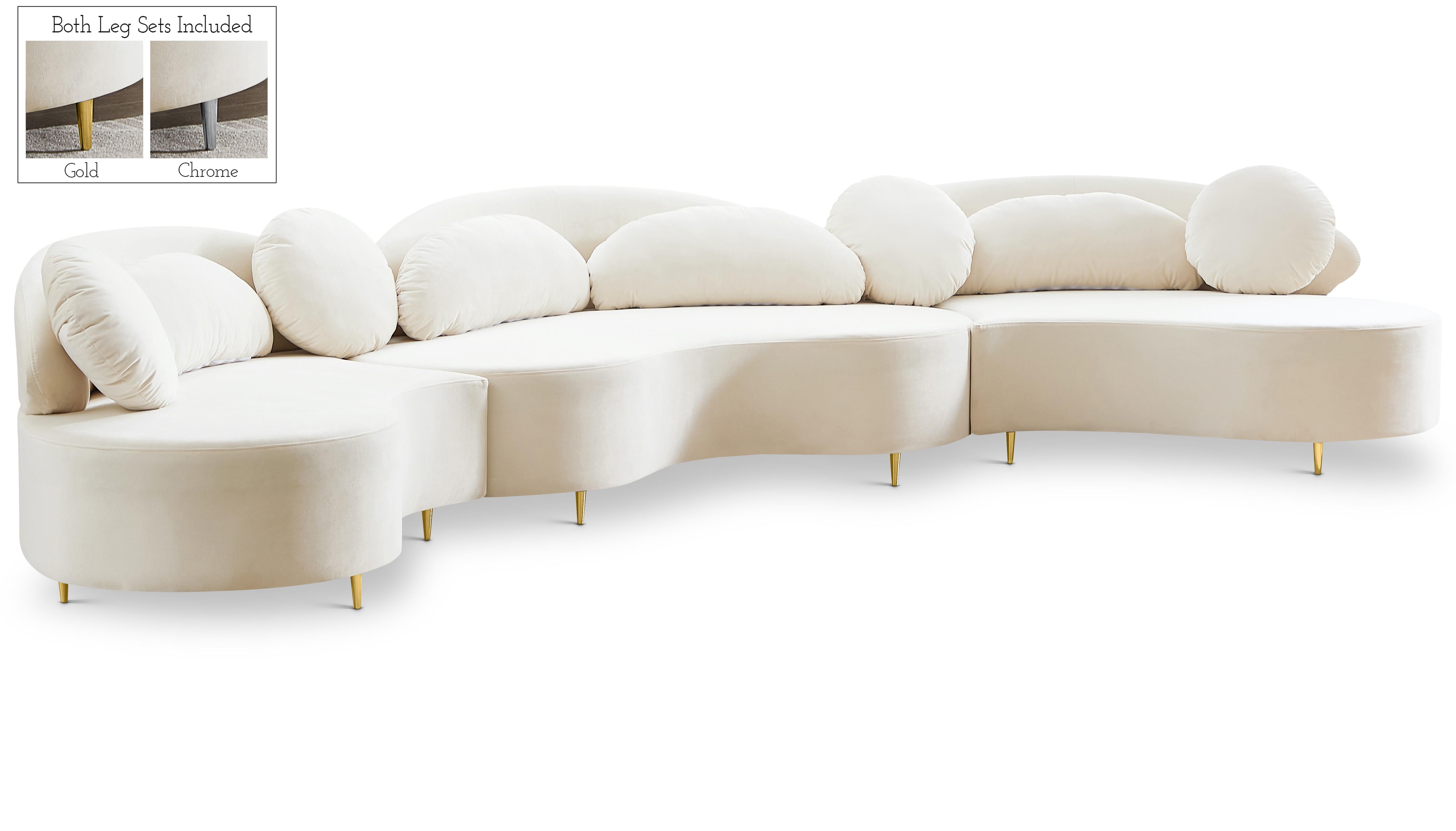 Vivacious Cream Velvet 3pc. Sectional (3 Boxes) - Luxury Home Furniture (MI)