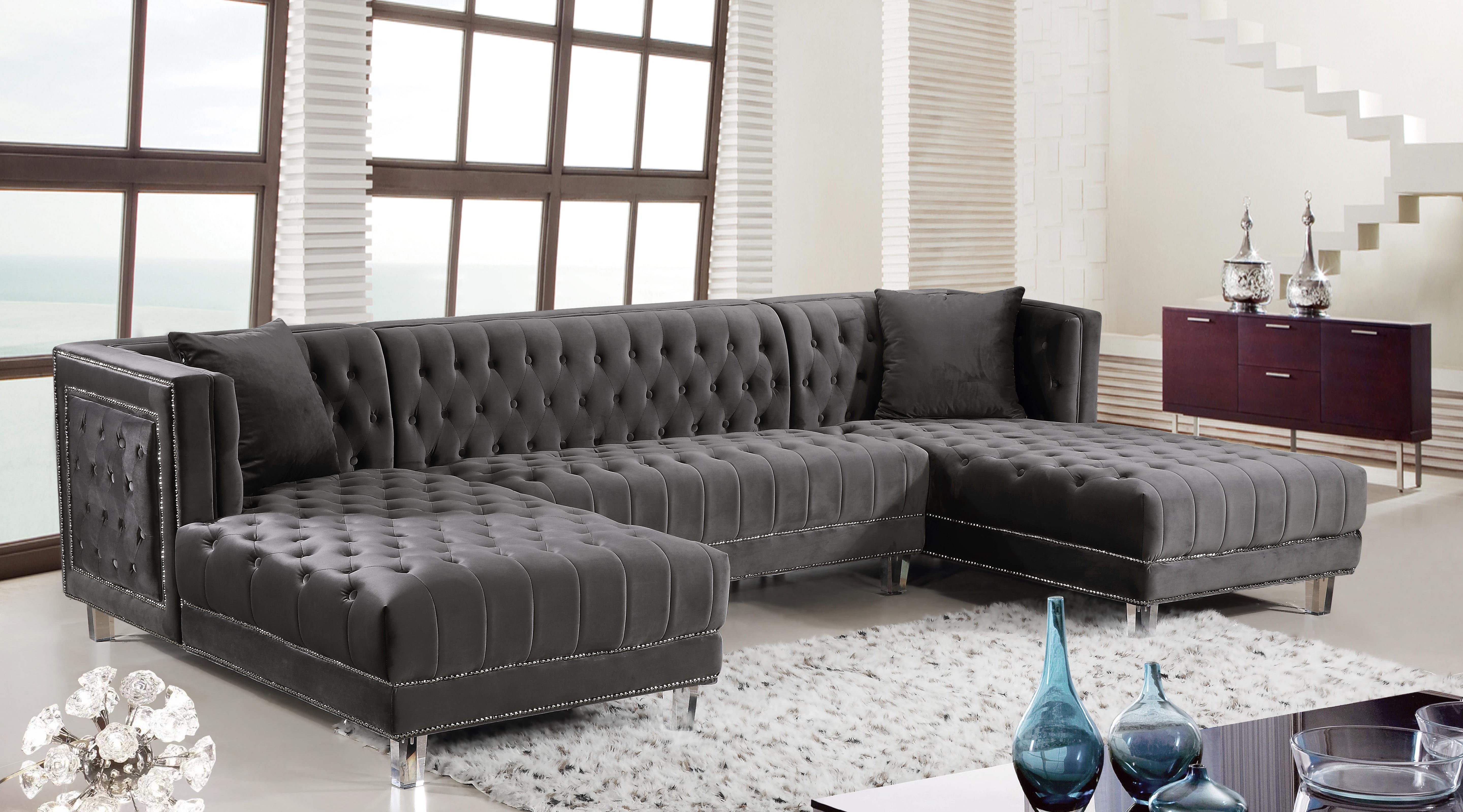 Moda Grey Velvet 3pc. Sectional - Luxury Home Furniture (MI)