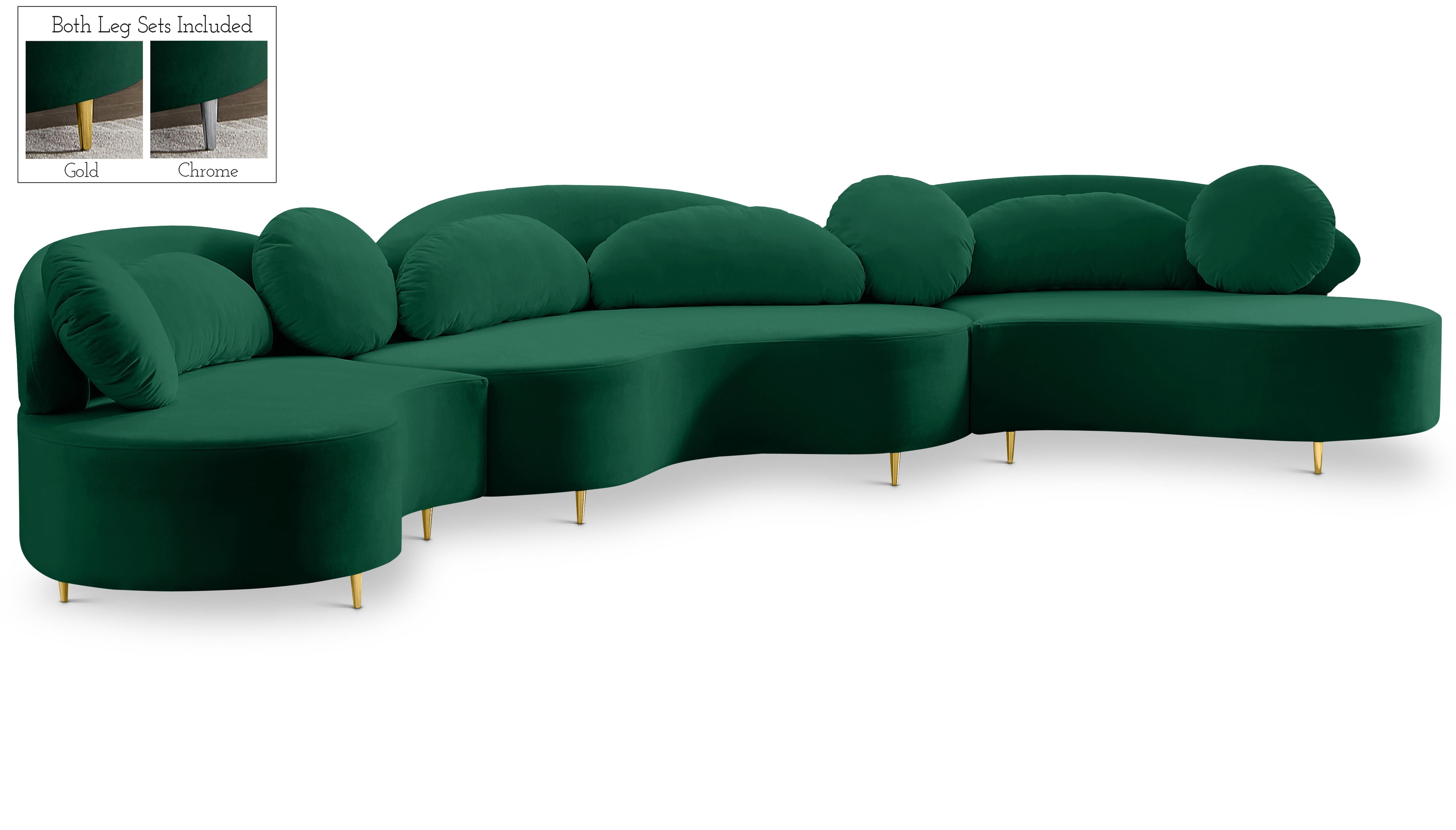 Vivacious Green Velvet 3pc. Sectional (3 Boxes) - Luxury Home Furniture (MI)