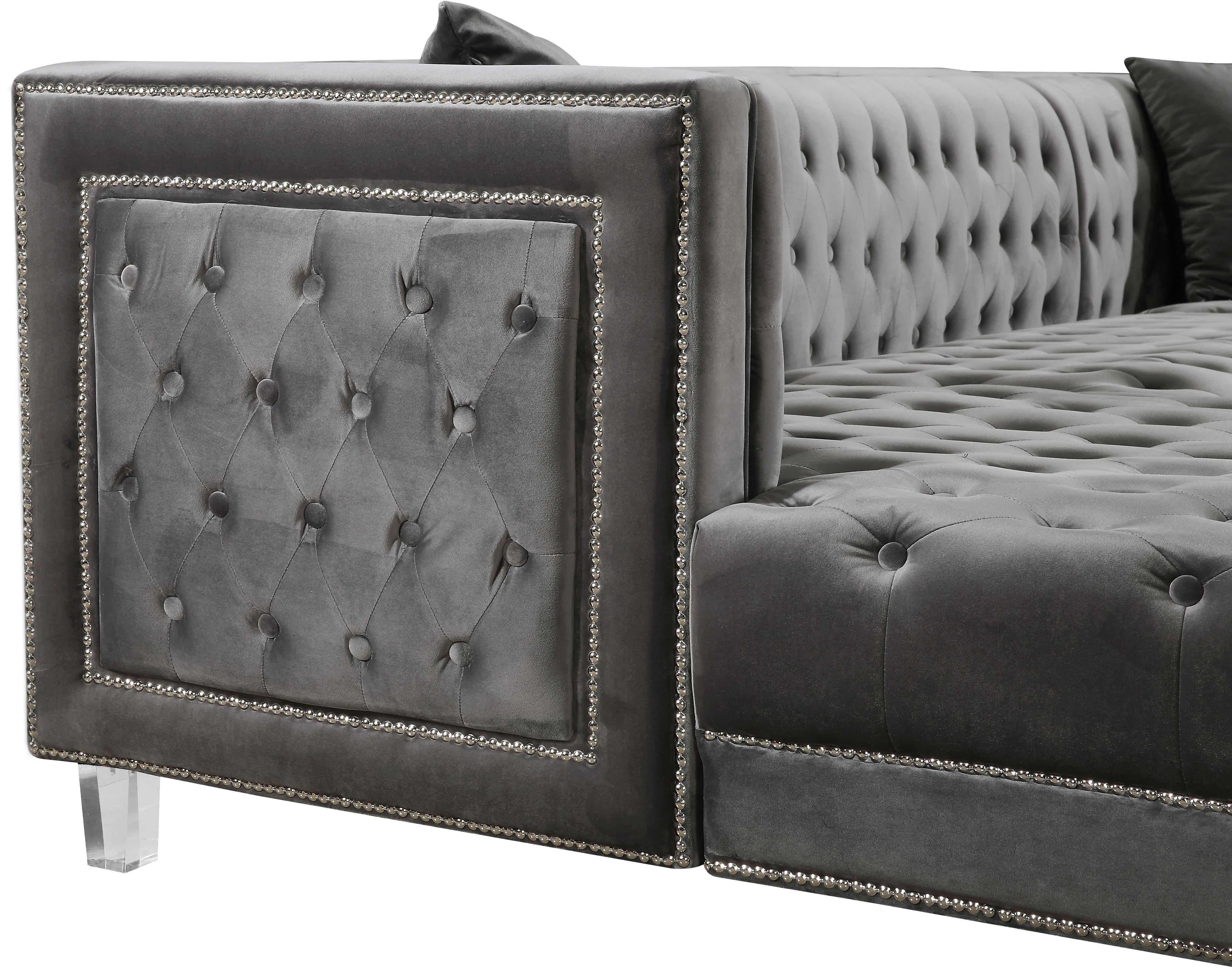 Moda Grey Velvet 3pc. Sectional - Luxury Home Furniture (MI)