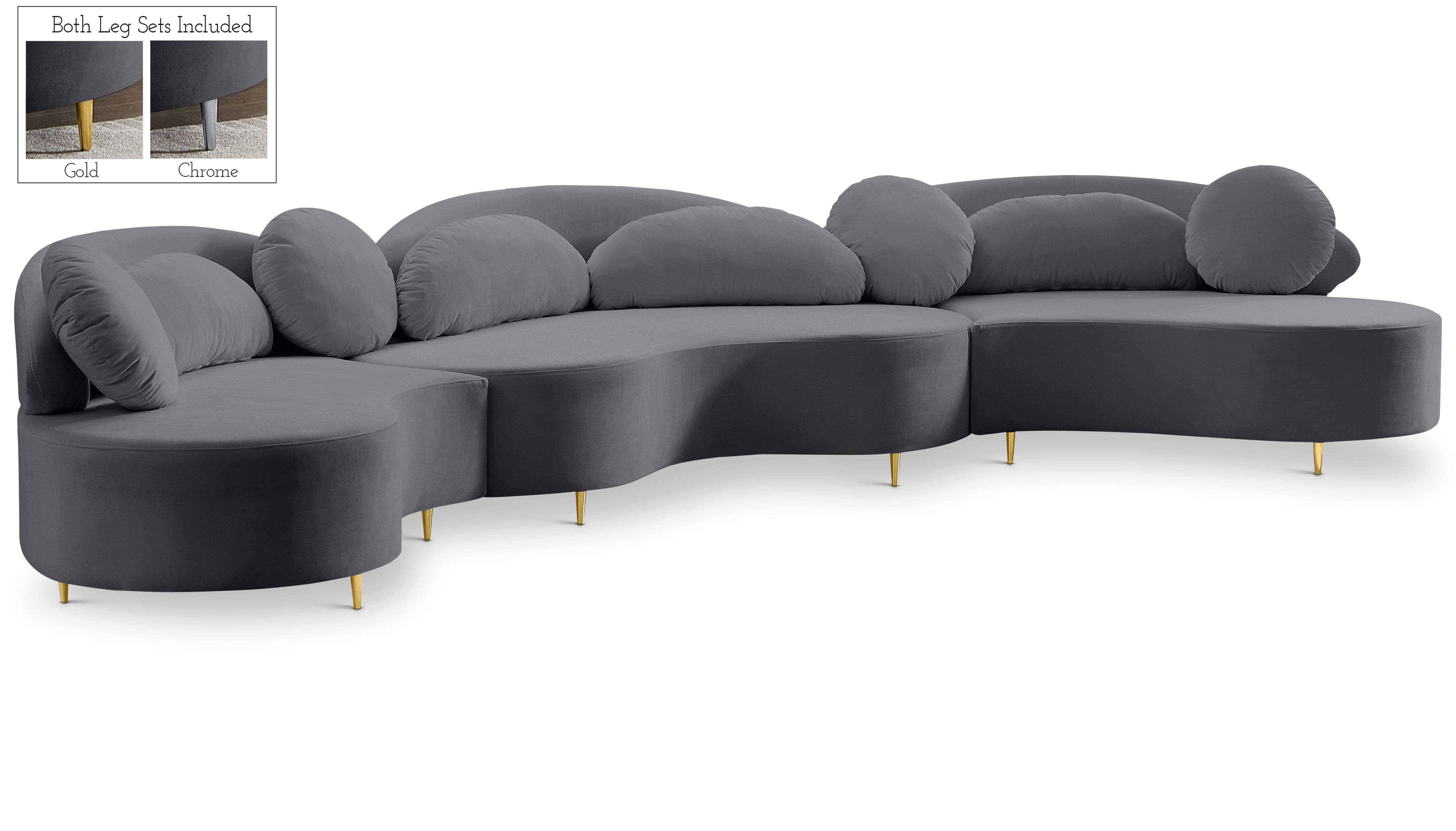 Vivacious Grey Velvet 3pc. Sectional (3 Boxes) - Luxury Home Furniture (MI)