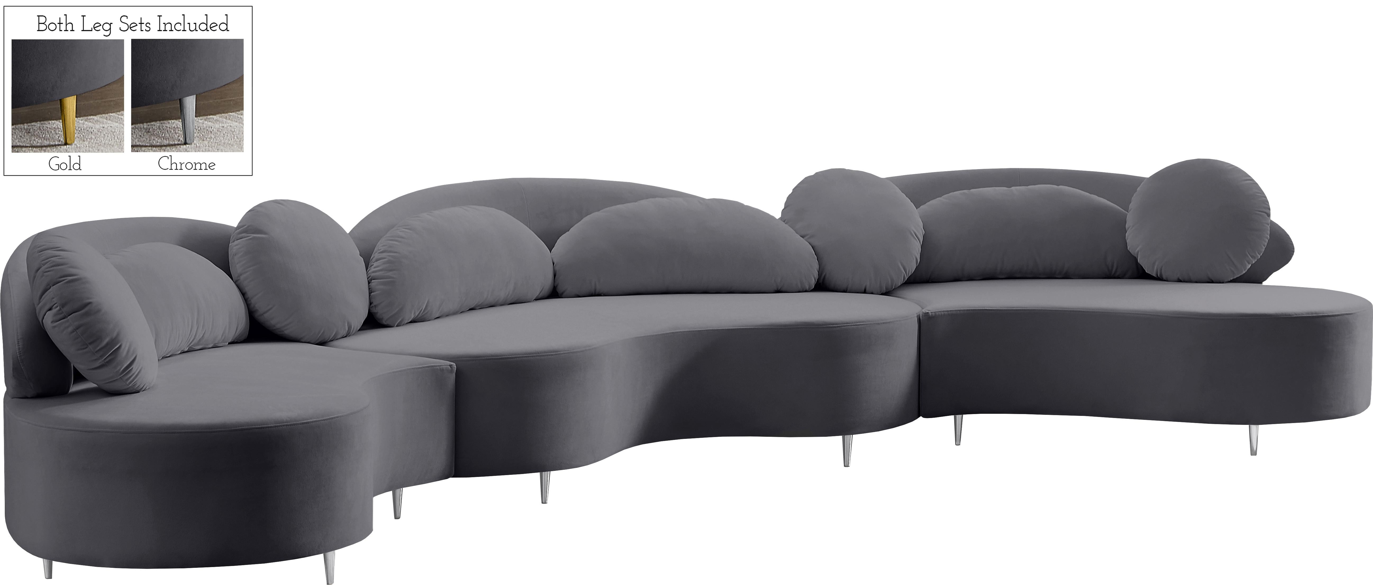 Vivacious Grey Velvet 3pc. Sectional (3 Boxes) - Luxury Home Furniture (MI)